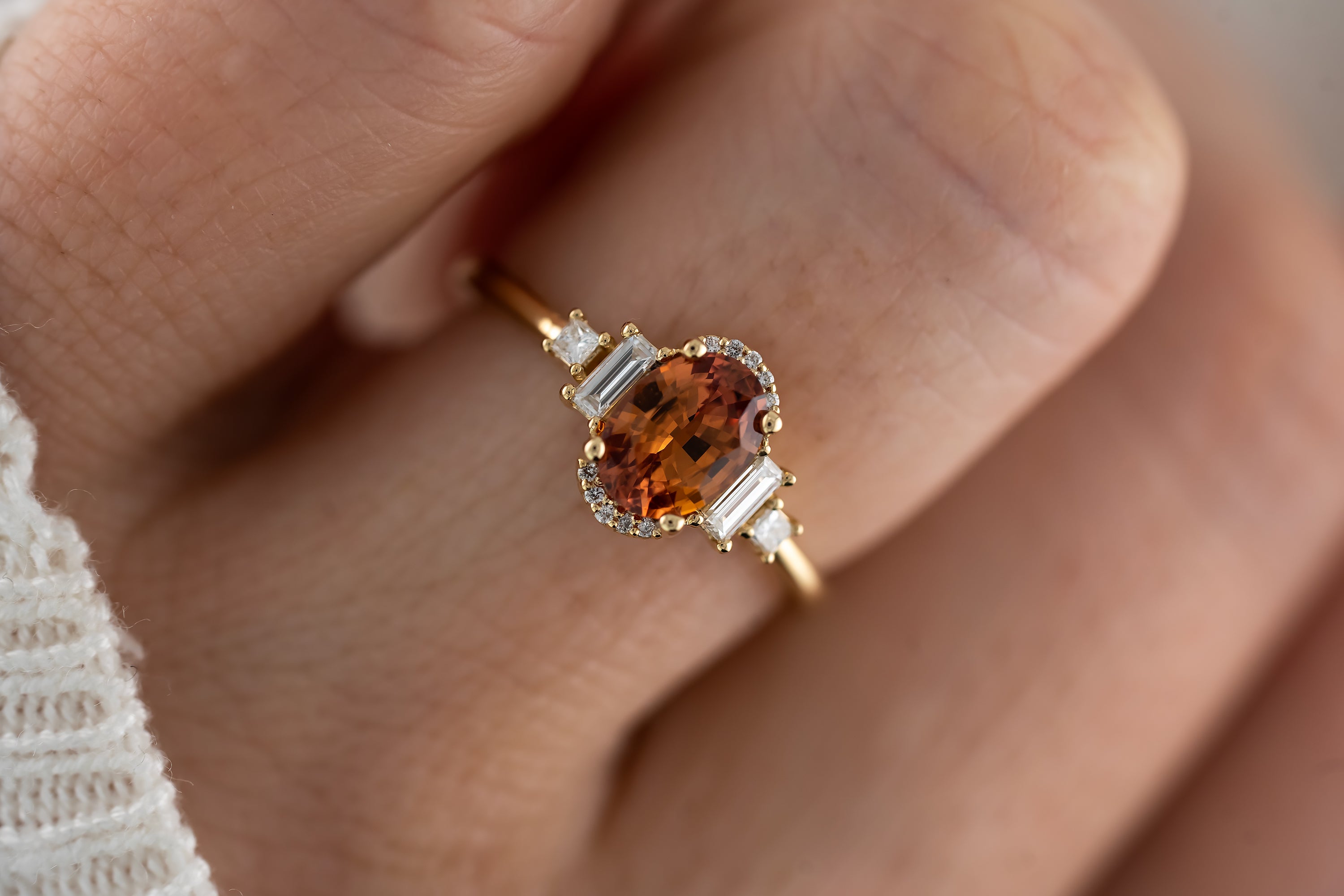 The Sura Ring | 1.15 CT Oval Orange Sapphire - Lavender Creek Gems