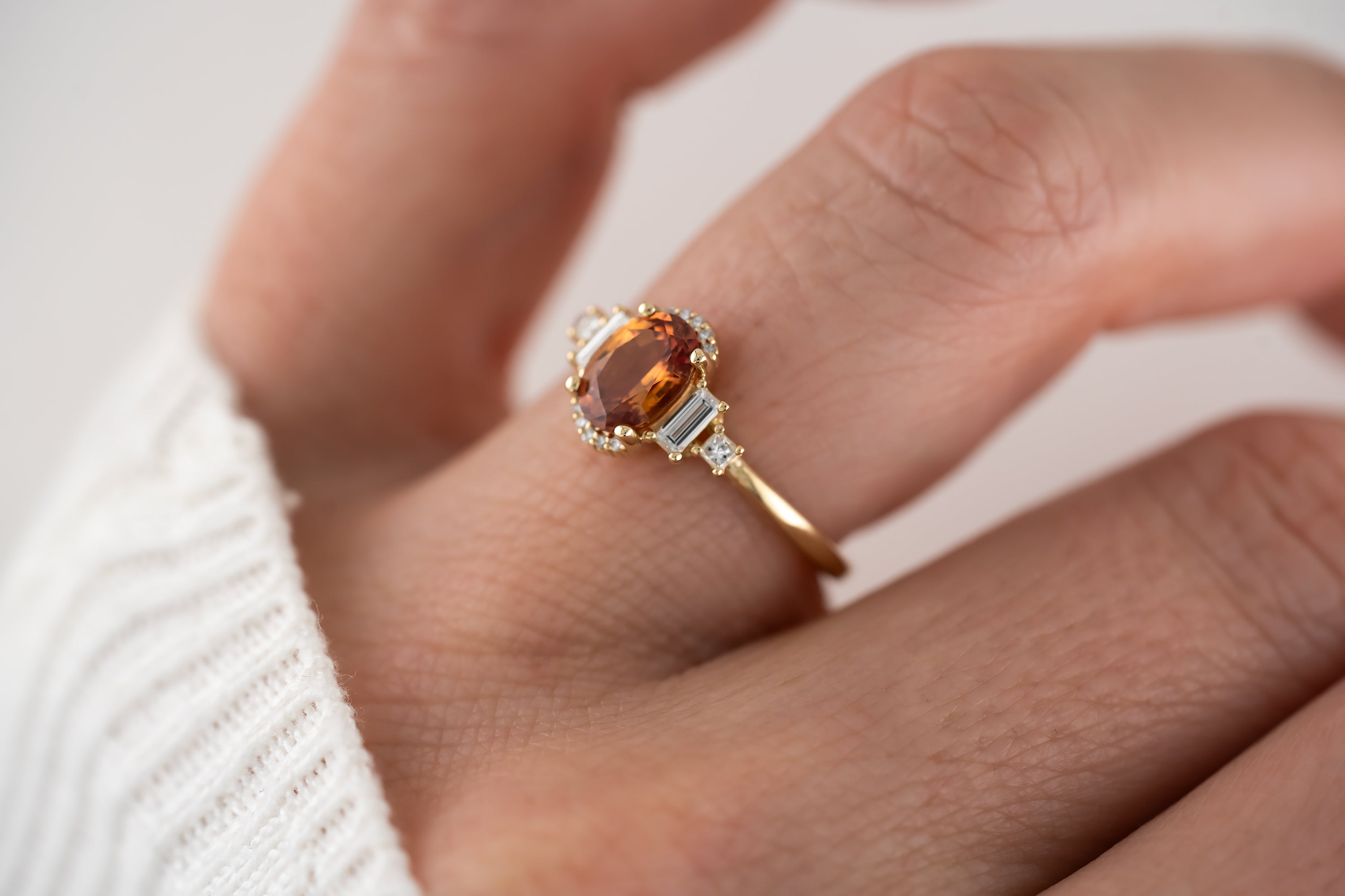 The Sura Ring | 1.15 CT Oval Orange Sapphire - Lavender Creek Gems