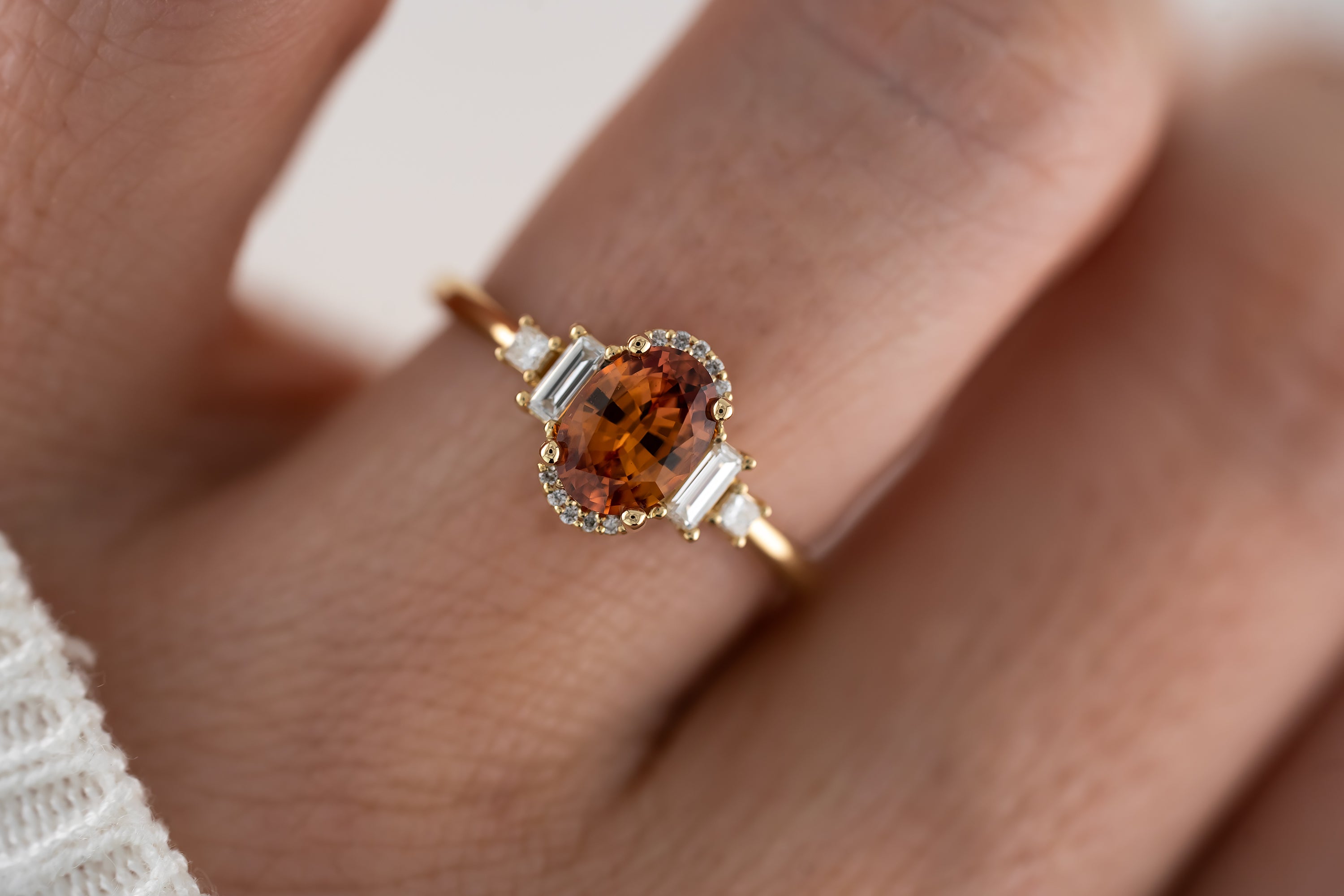 The Sura Ring | 1.15 CT Oval Orange Sapphire - Lavender Creek Gems