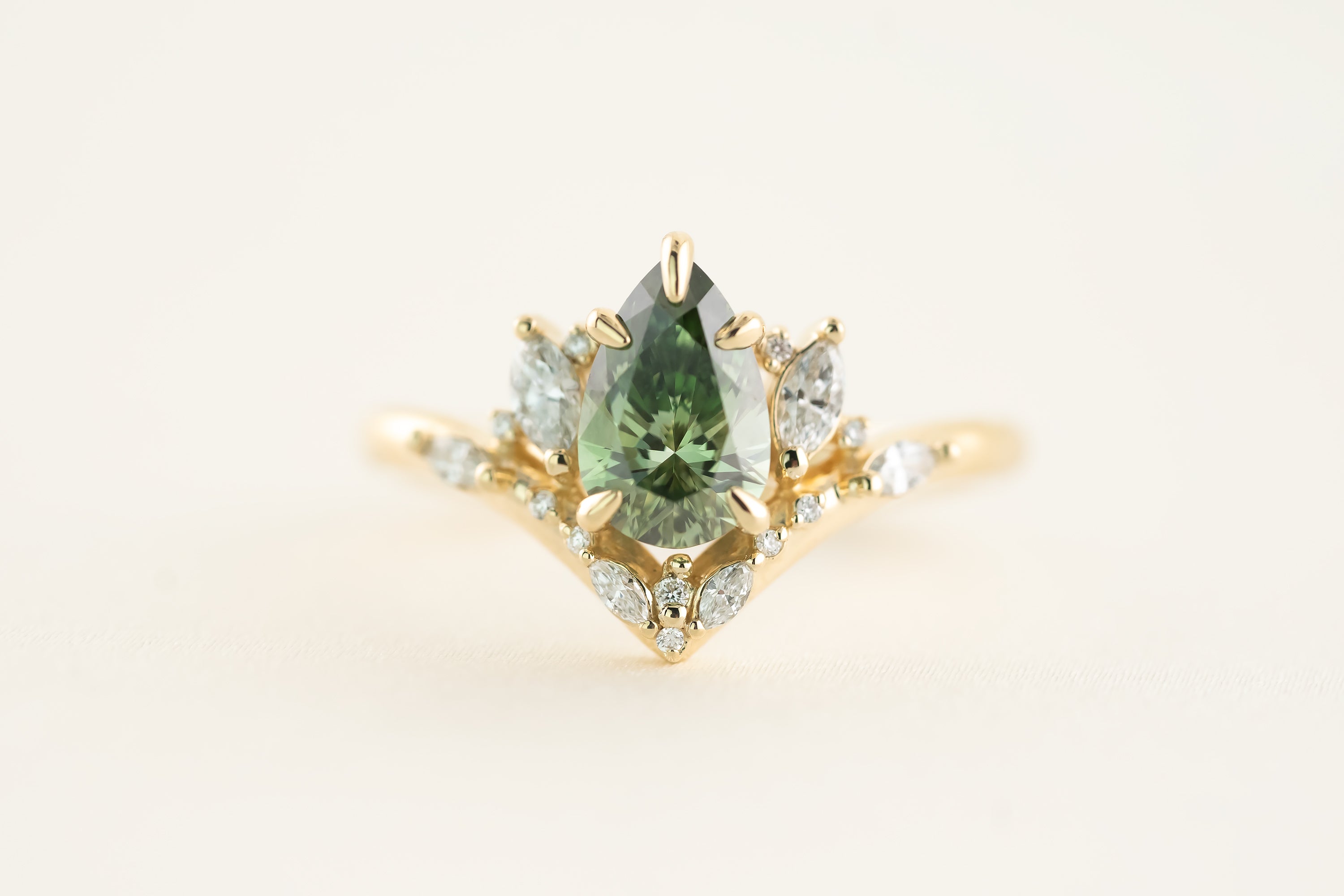 The Aurora 1.1 CT Pear Green Diamond Ring - Lavender Creek Gems