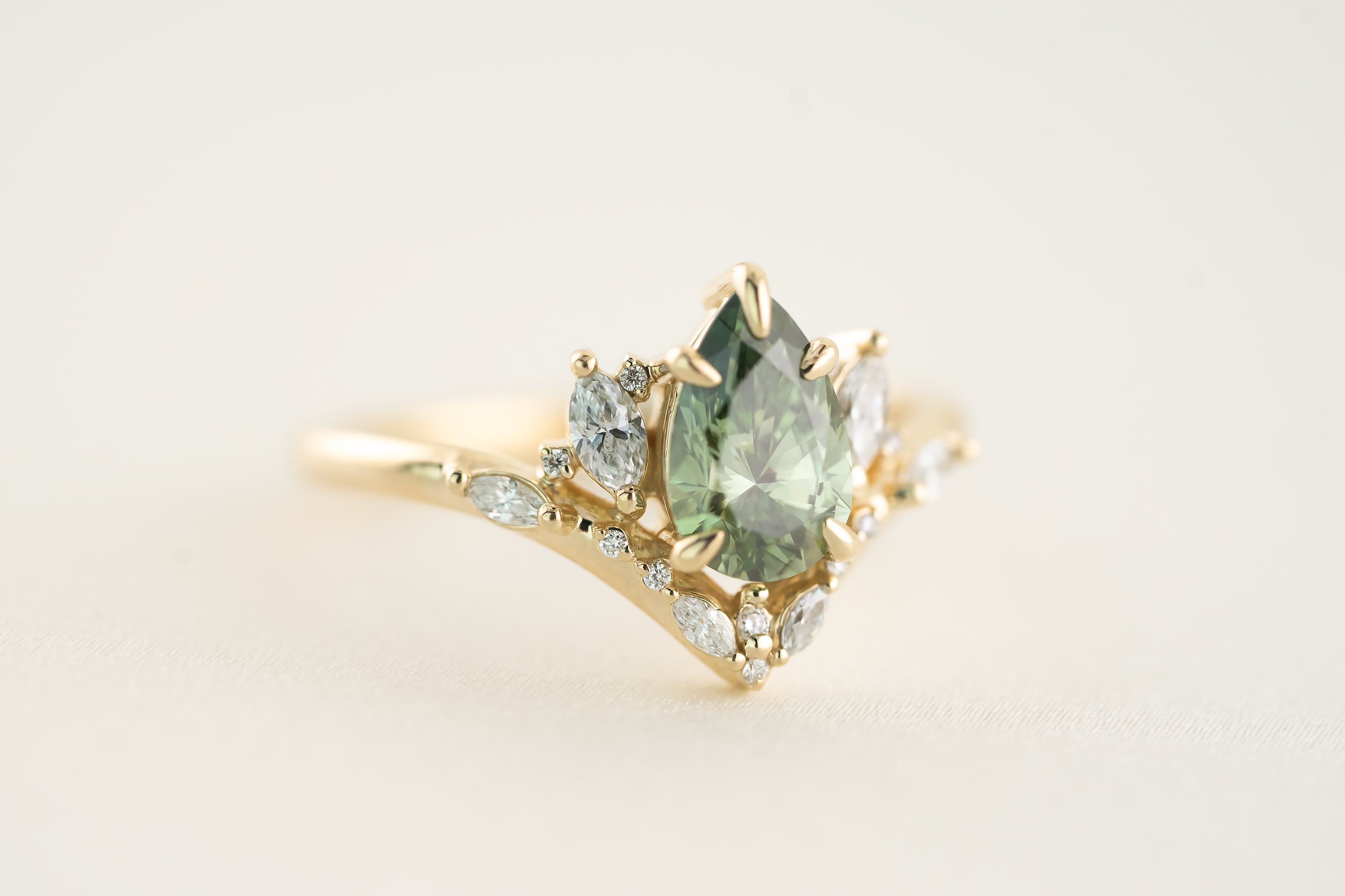 The Aurora 1.1 CT Pear Green Diamond Ring - Lavender Creek Gems