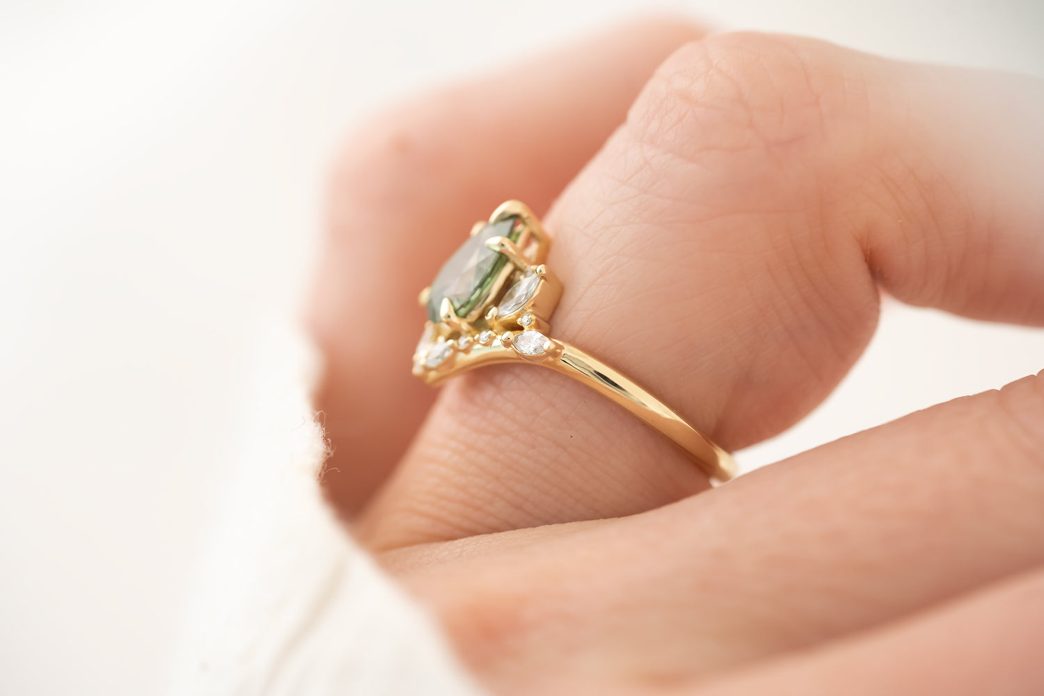 The Aurora 1.1 CT Pear Green Diamond Ring - Lavender Creek Gems
