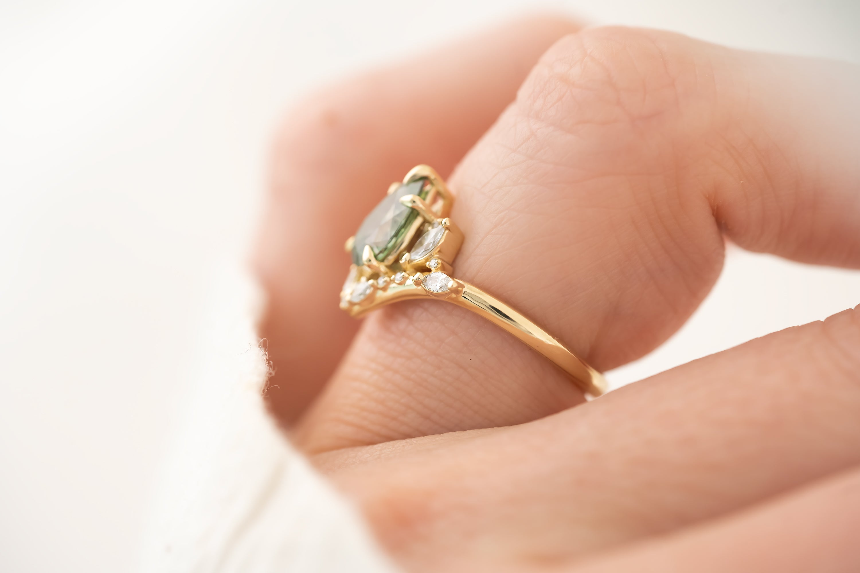 The Aurora 1.1 CT Pear Green Diamond Ring - Lavender Creek Gems