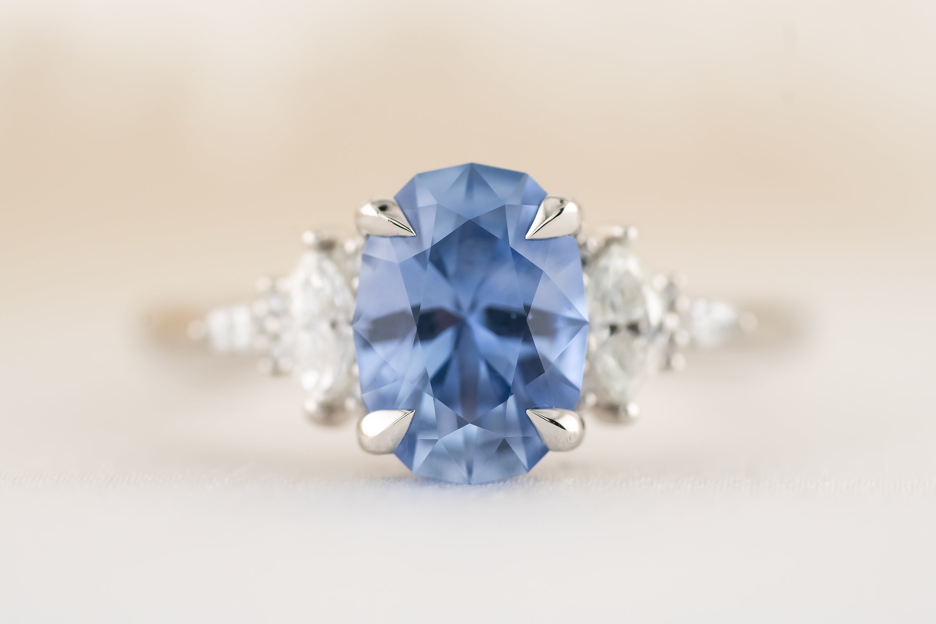 The Maeve Ring | 2 CT Oval Cornflower Blue Sapphire - Lavender Creek Gems