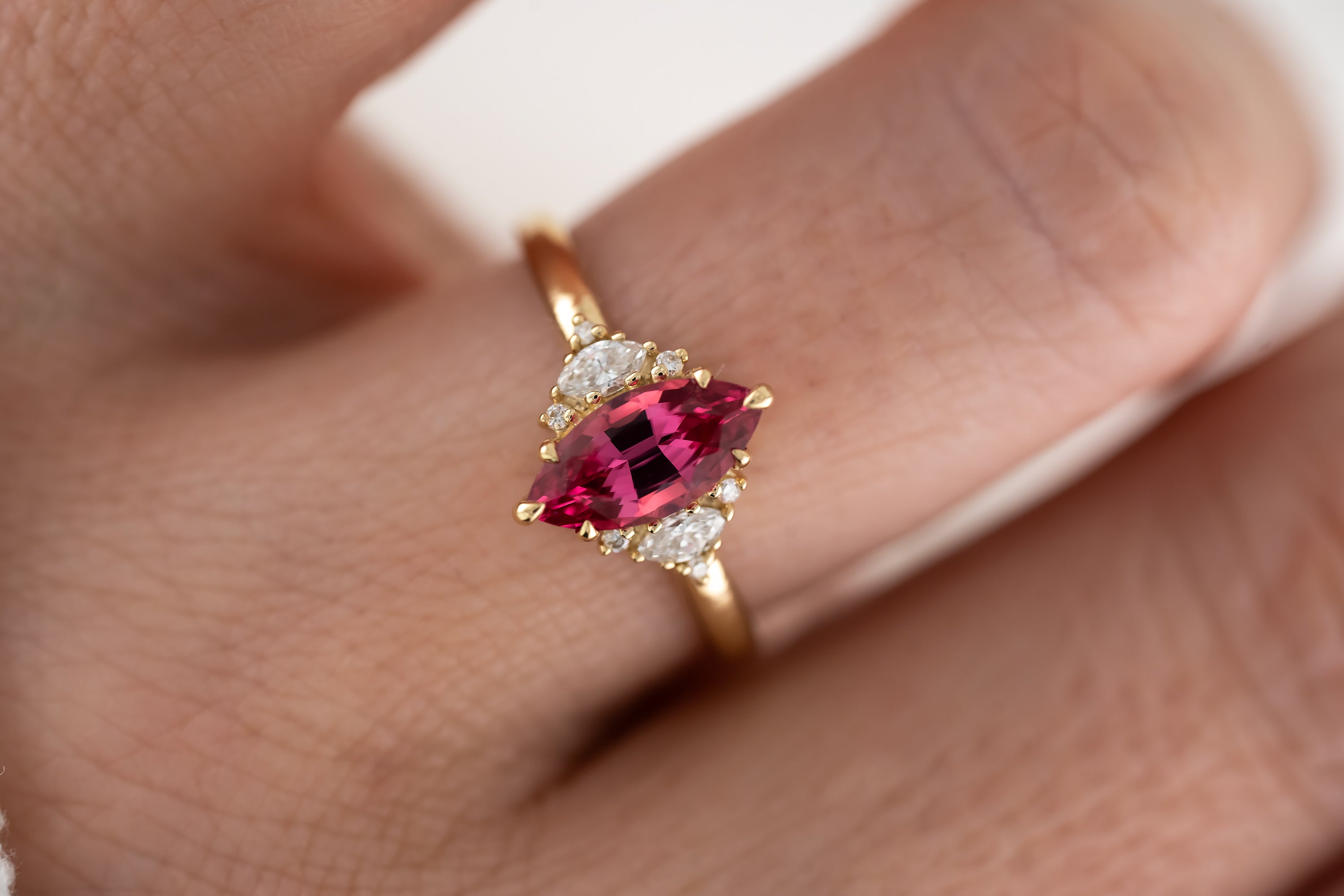 The Maren Ring | 1.3 CT Marquise Red/Pink Spinel - Lavender Creek Gems