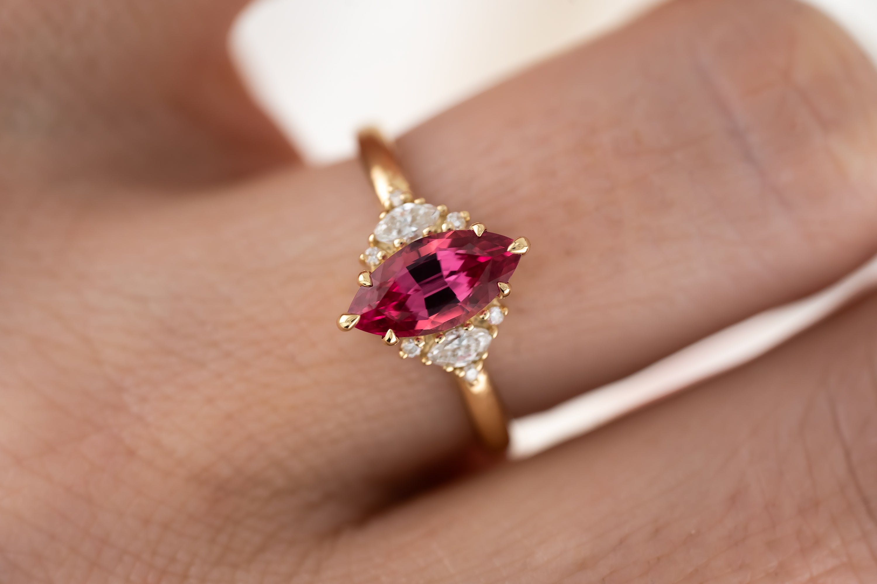 The Maren Ring | 1.3 CT Marquise Red/Pink Spinel - Lavender Creek Gems