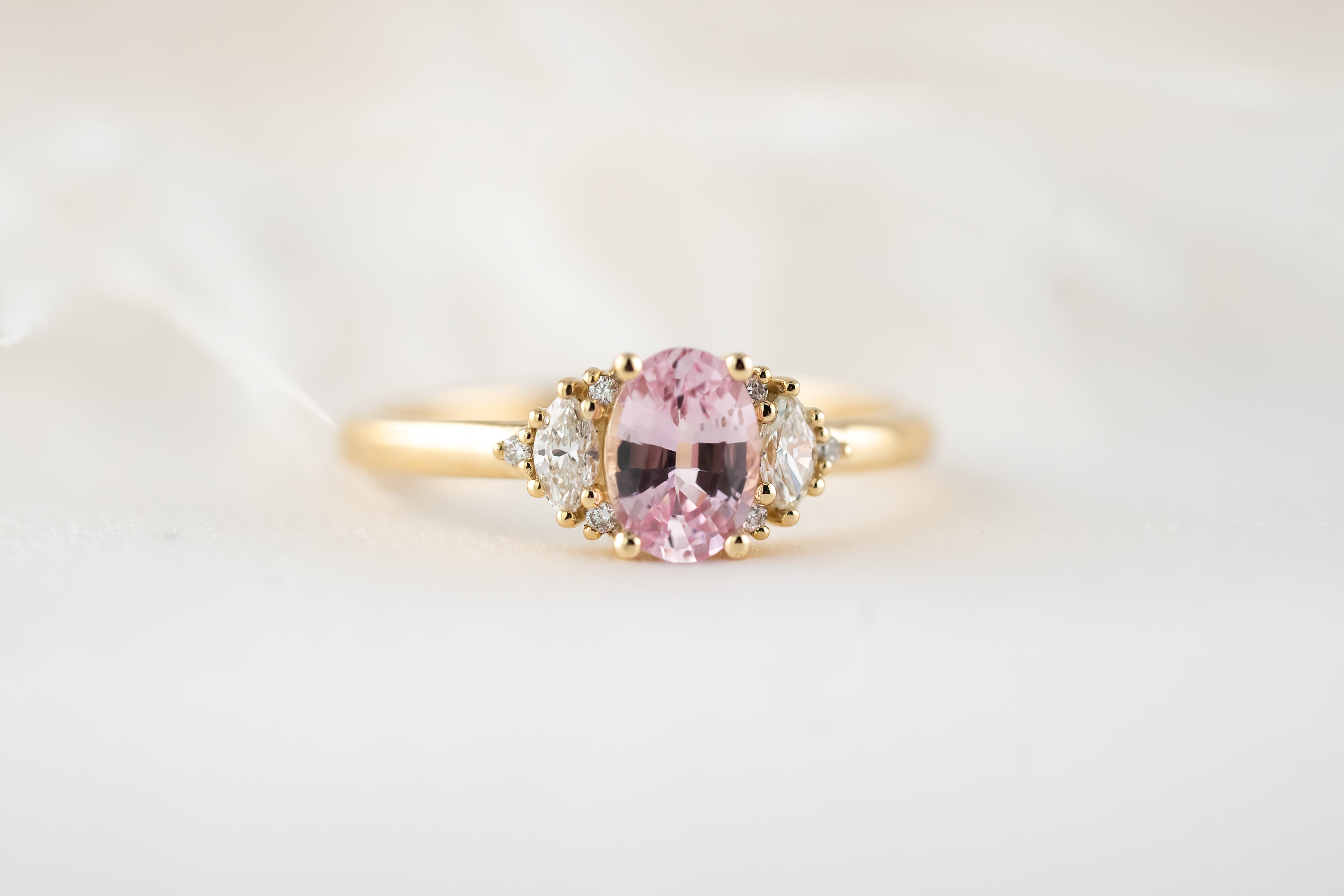 The Maren Ring | 0.85 CT Oval Light Pink Sapphire - Lavender Creek Gems