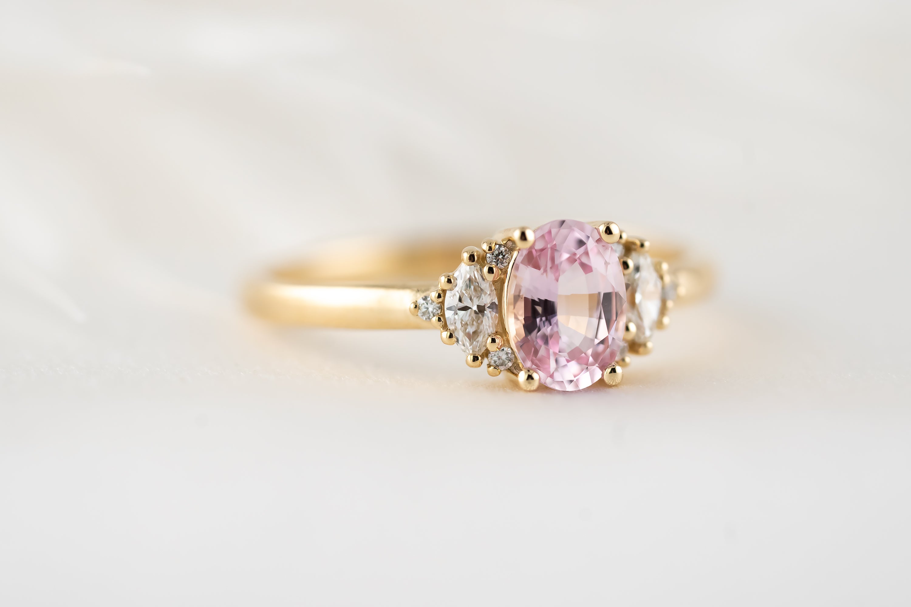 The Maren Ring | 0.85 CT Oval Light Pink Sapphire - Lavender Creek Gems