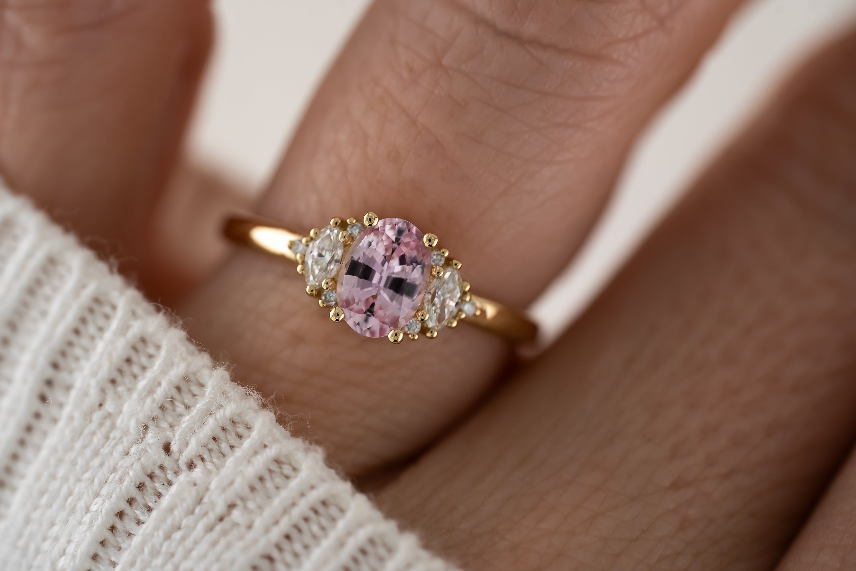 The Maren Ring | 0.85 CT Oval Light Pink Sapphire - Lavender Creek Gems