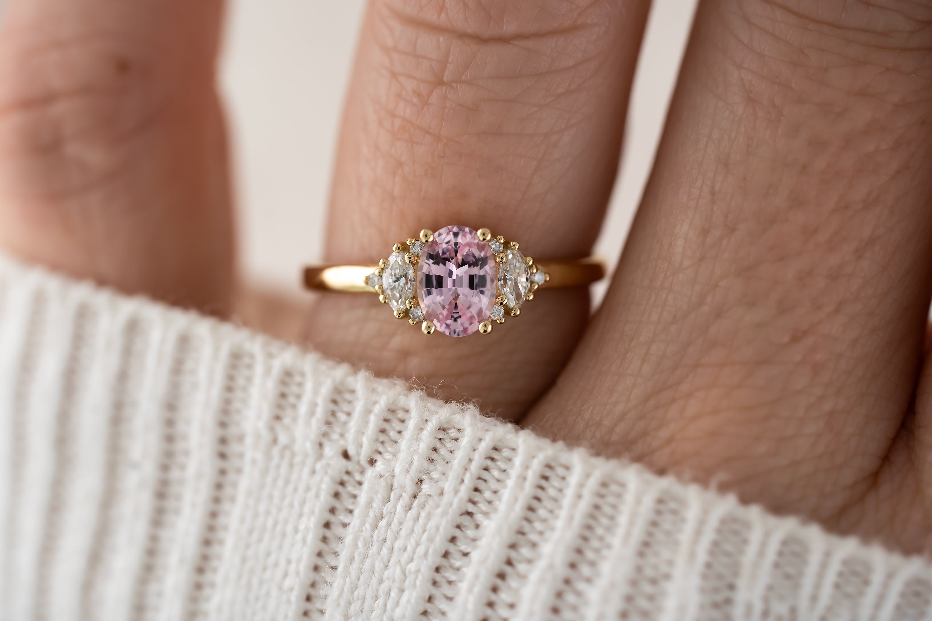 The Maren Ring | 0.85 CT Oval Light Pink Sapphire - Lavender Creek Gems