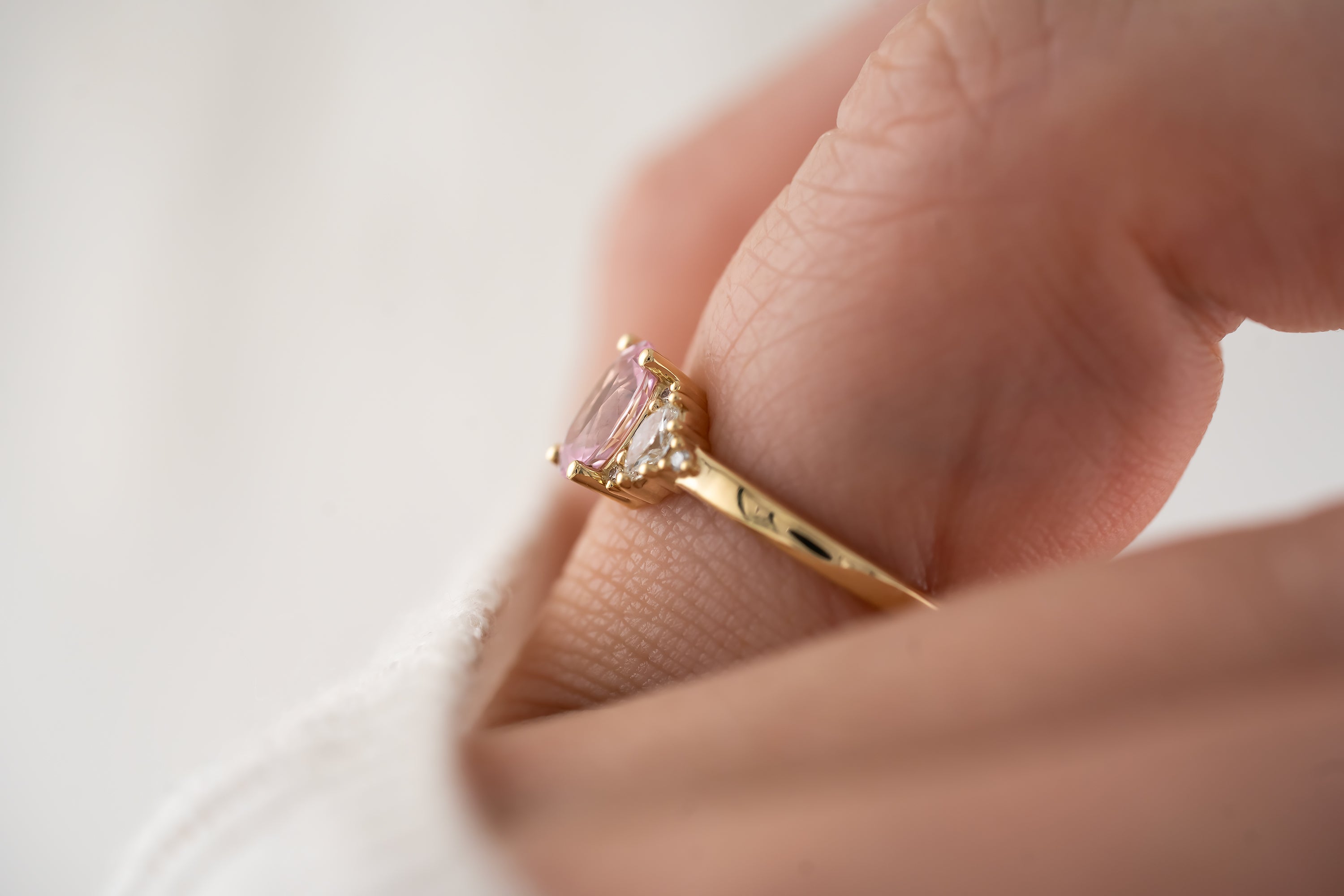 The Maren Ring | 0.85 CT Oval Light Pink Sapphire - Lavender Creek Gems