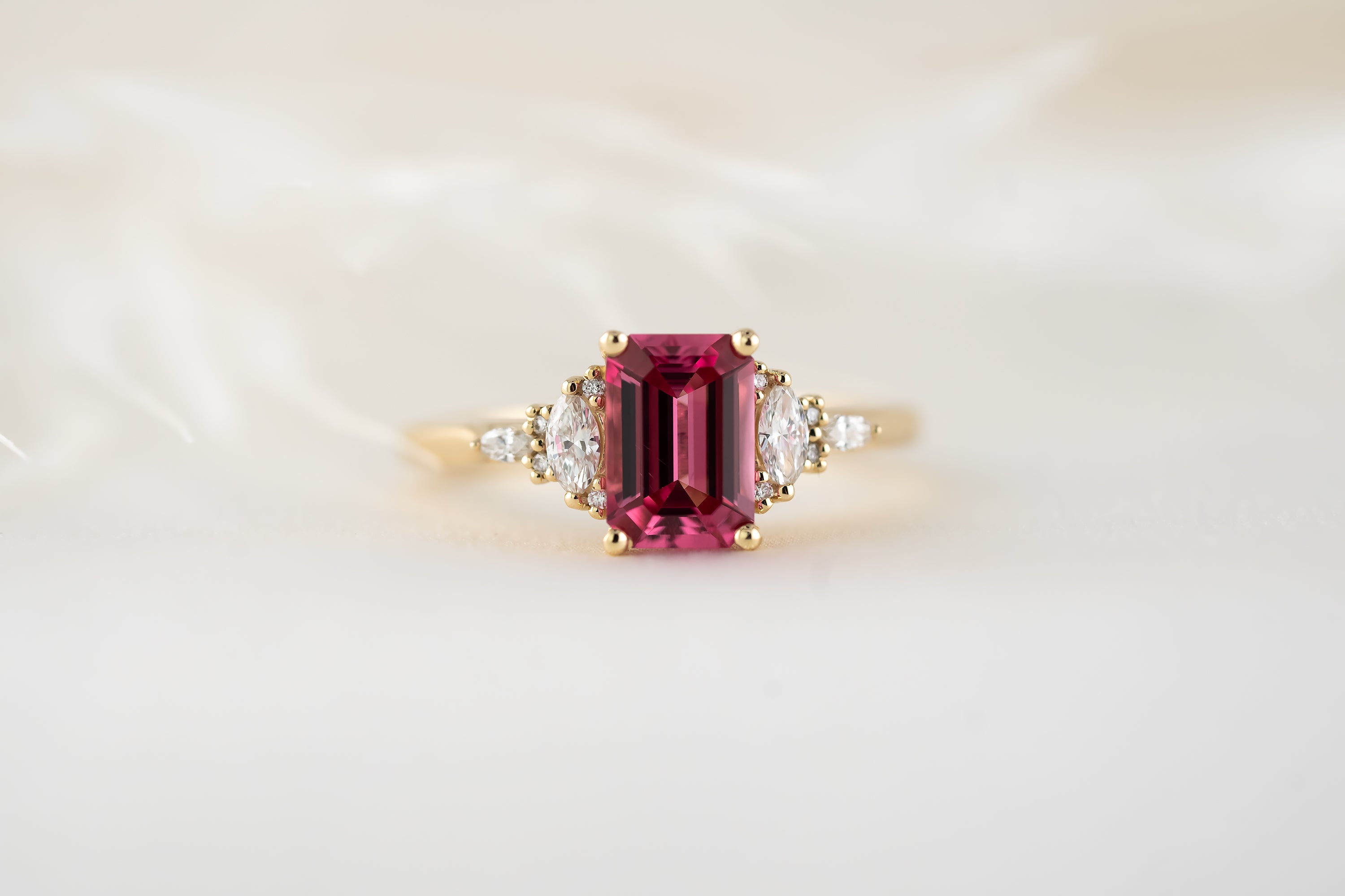 The Maeve Ring | 1.39 CT Emerald Cut Hot Pink Spinel - Lavender Creek Gems