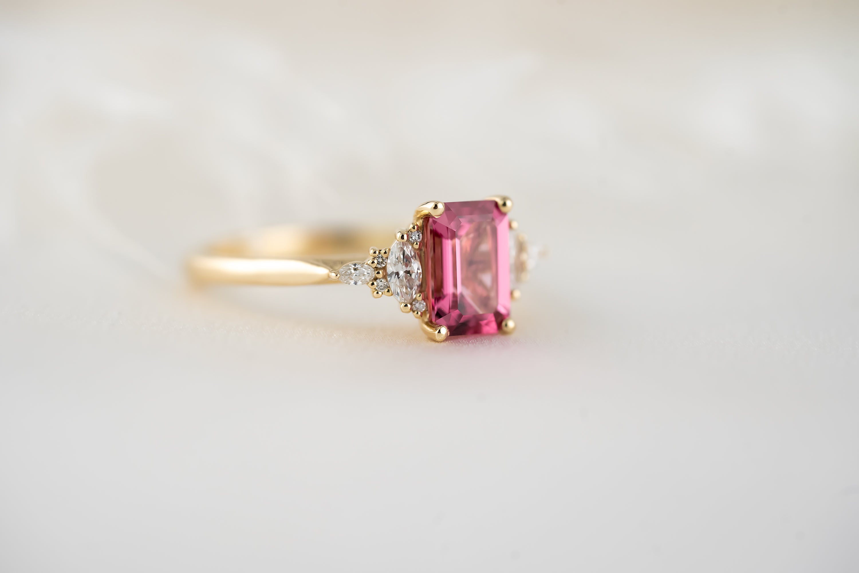 The Maeve Ring | 1.39 CT Emerald Cut Hot Pink Spinel - Lavender Creek Gems