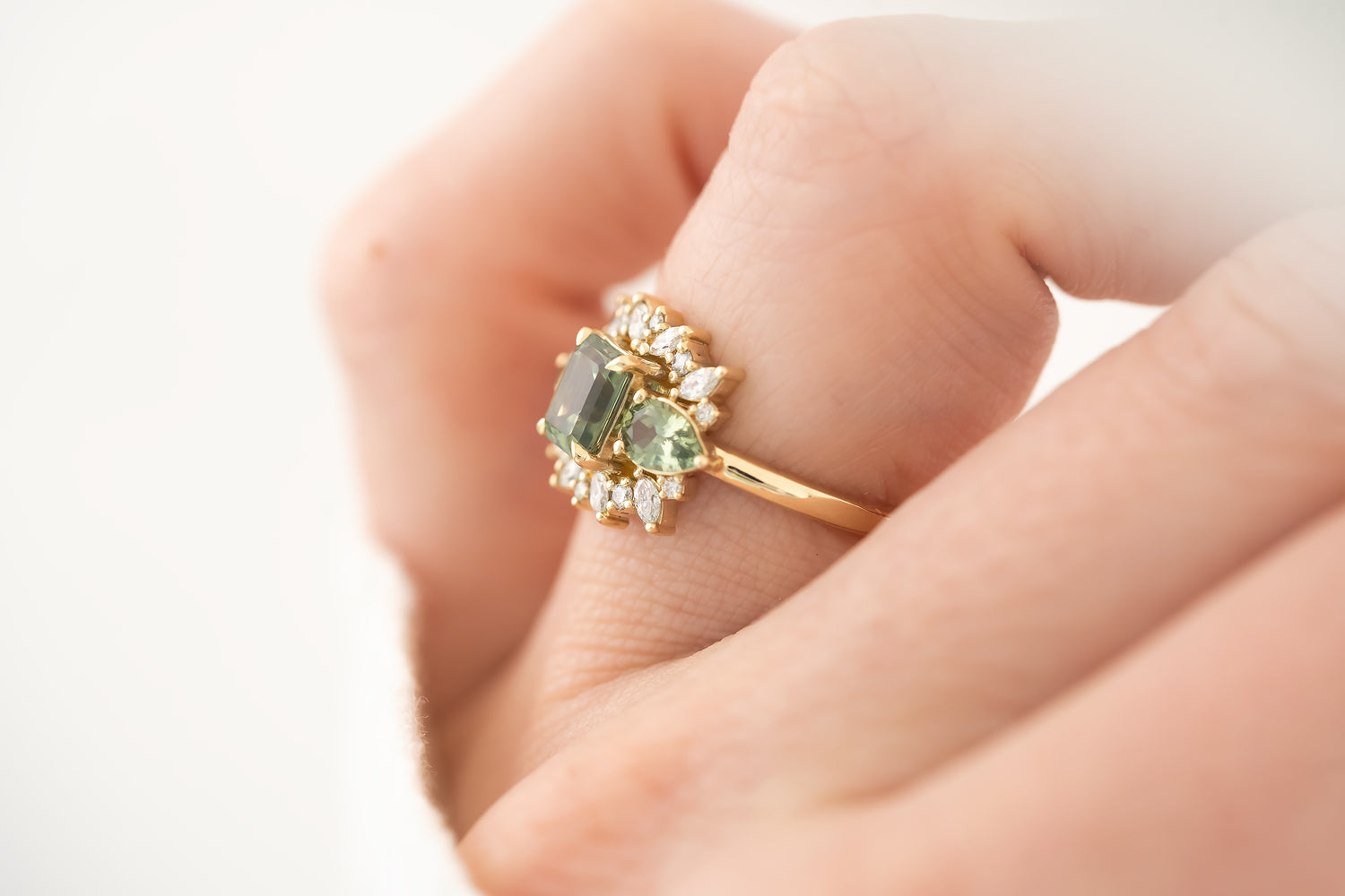 The Dione Ring - Green Sapphire - Lavender Creek Gems