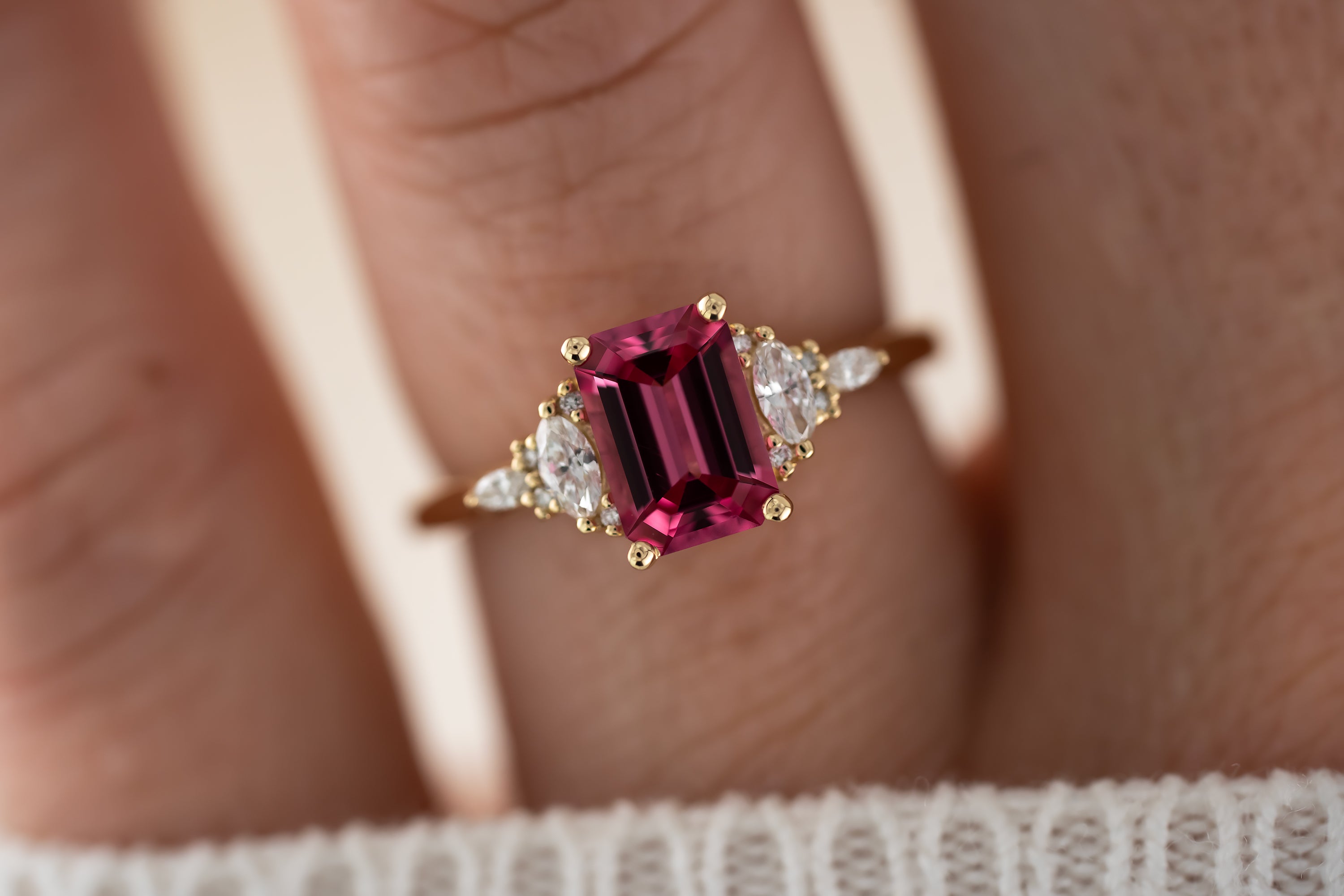 The Maeve Ring | 1.39 CT Emerald Cut Hot Pink Spinel - Lavender Creek Gems