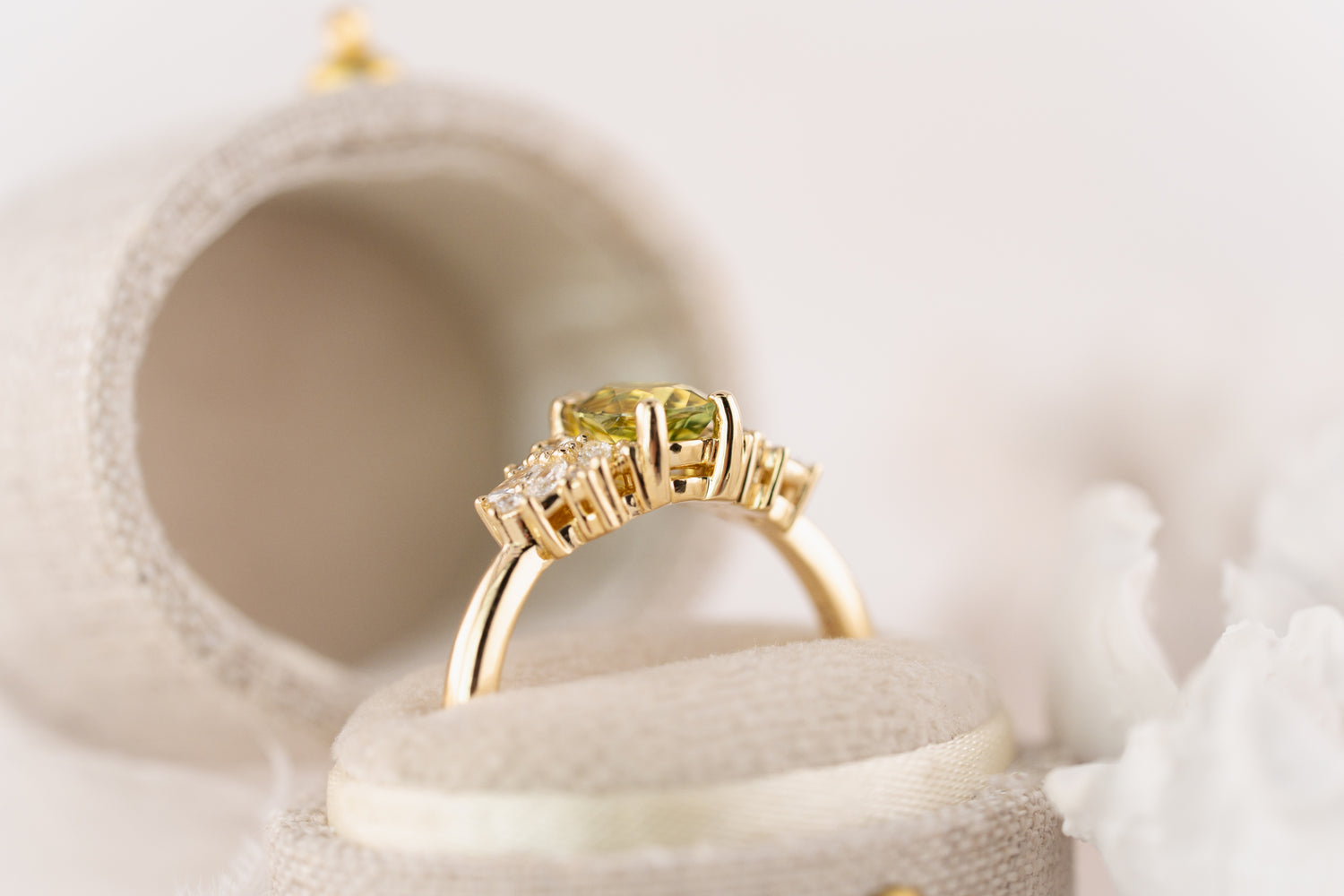 The Rosalie Ring | 1.09 CT Pear Green Sapphire - Lavender Creek Gems