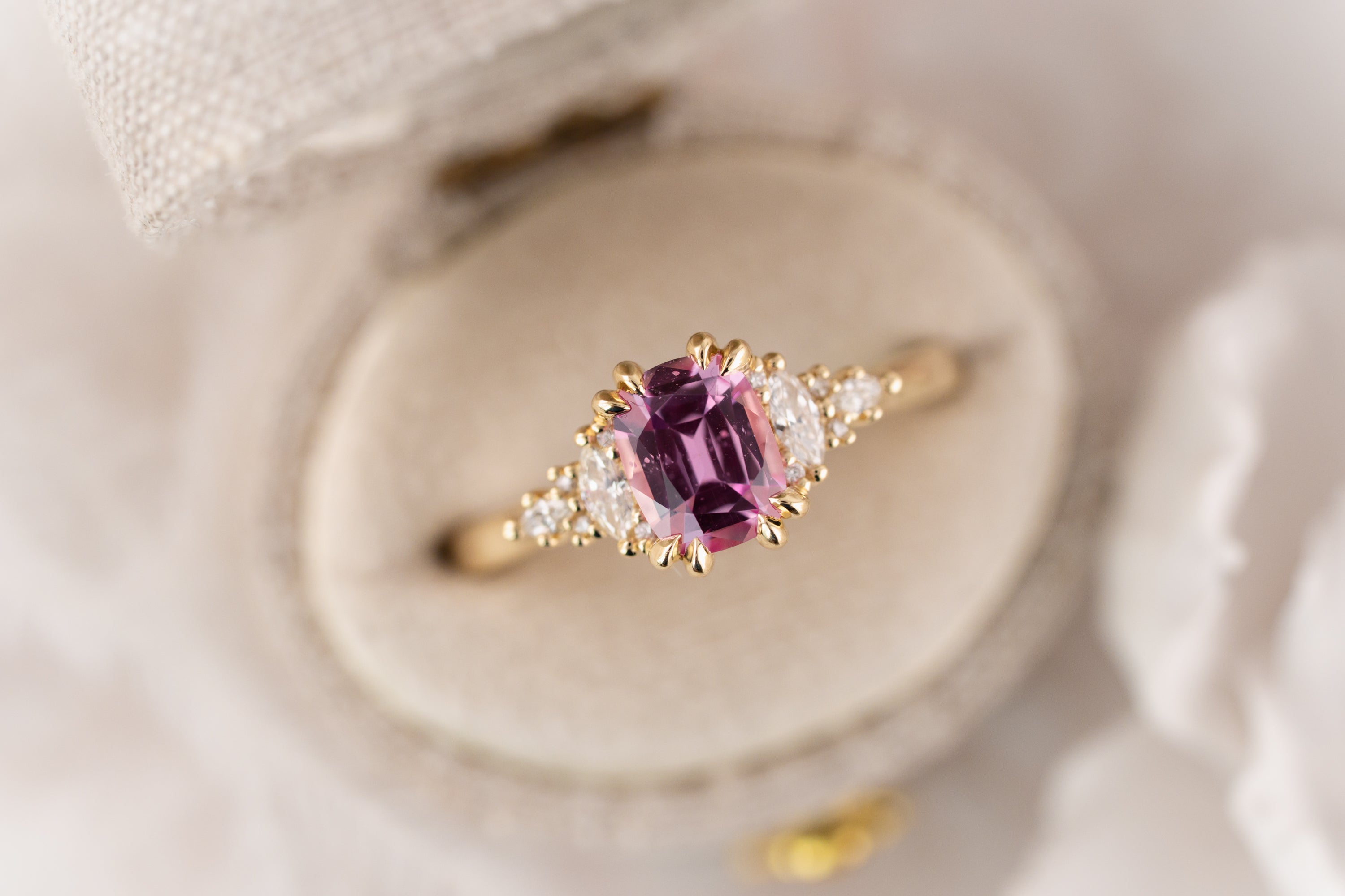 The Maeve Ring | 1.19 CT Cushion Pink Sapphire - Lavender Creek Gems