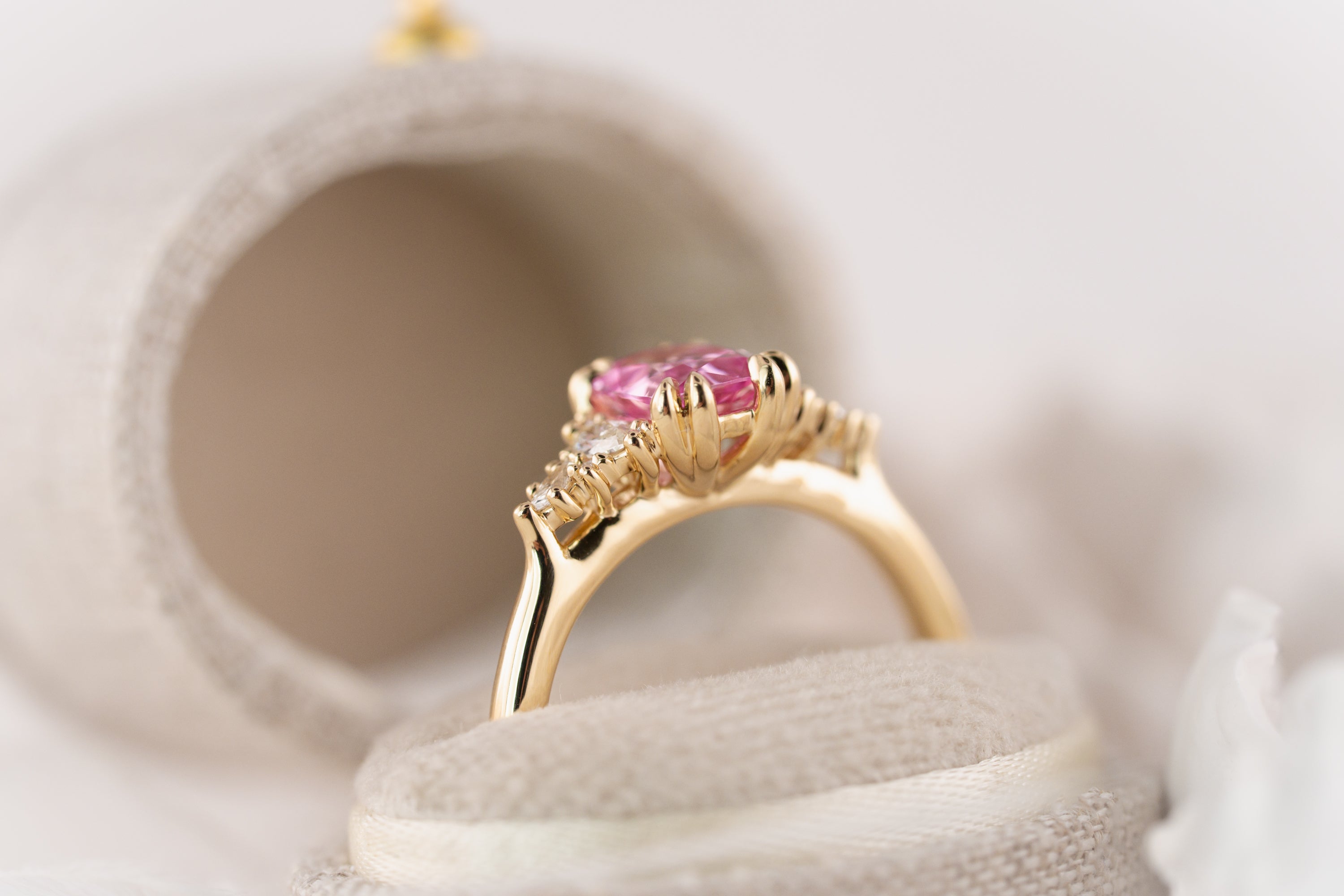 The Maeve Ring | 1.19 CT Cushion Pink Sapphire - Lavender Creek Gems