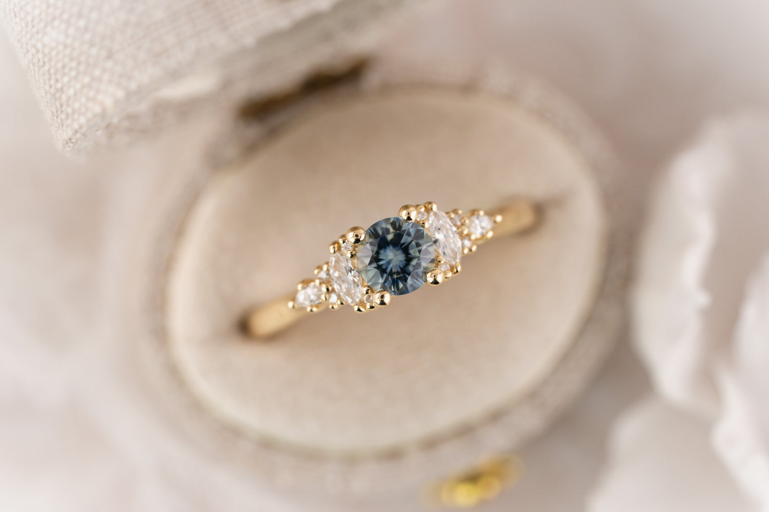 The Maeve Ring | 0.56 CT Round Blue Montana Sapphire - Lavender Creek Gems