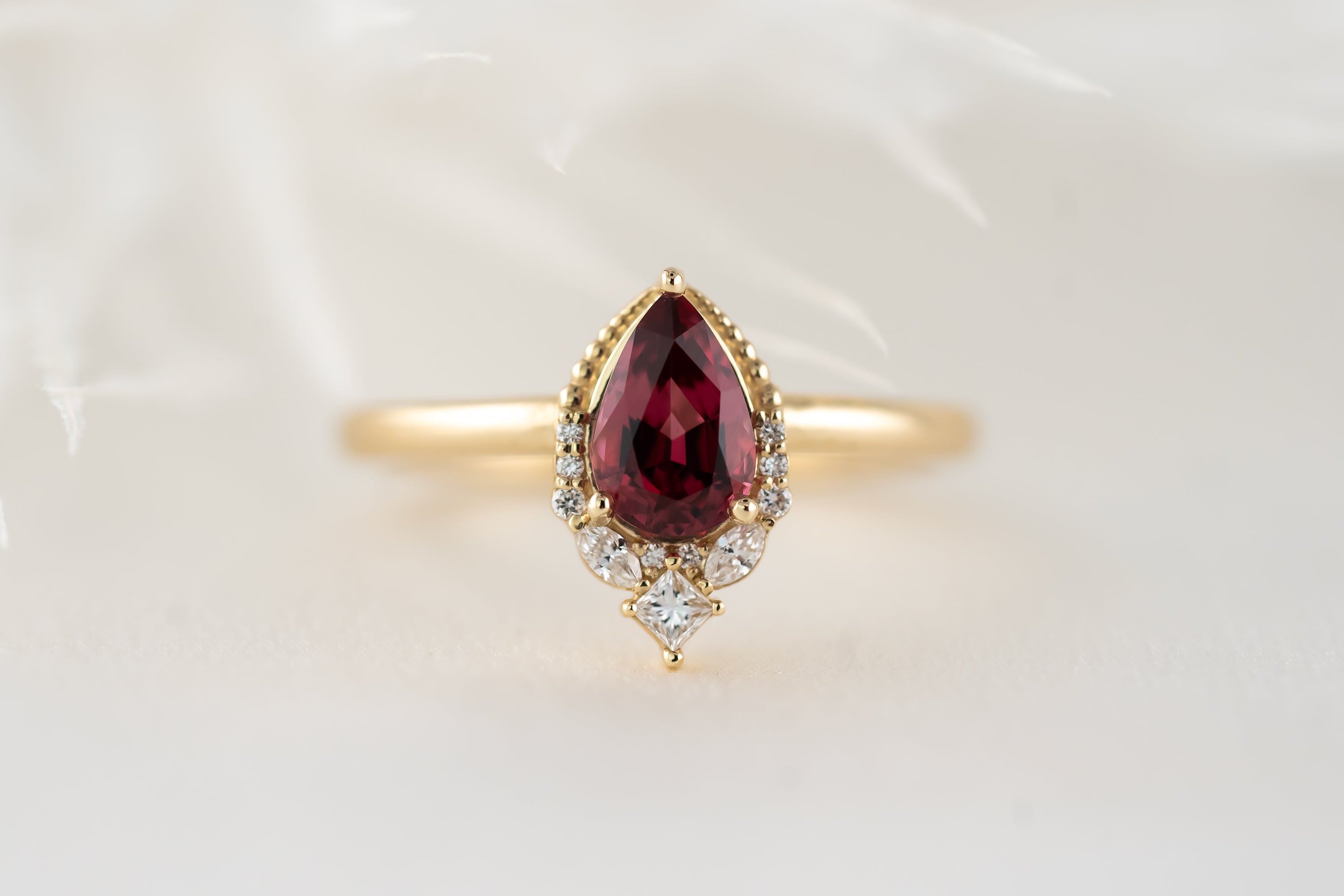 The Charlotte Ring | 0.86 CT Pear Red Spinel - Lavender Creek Gems