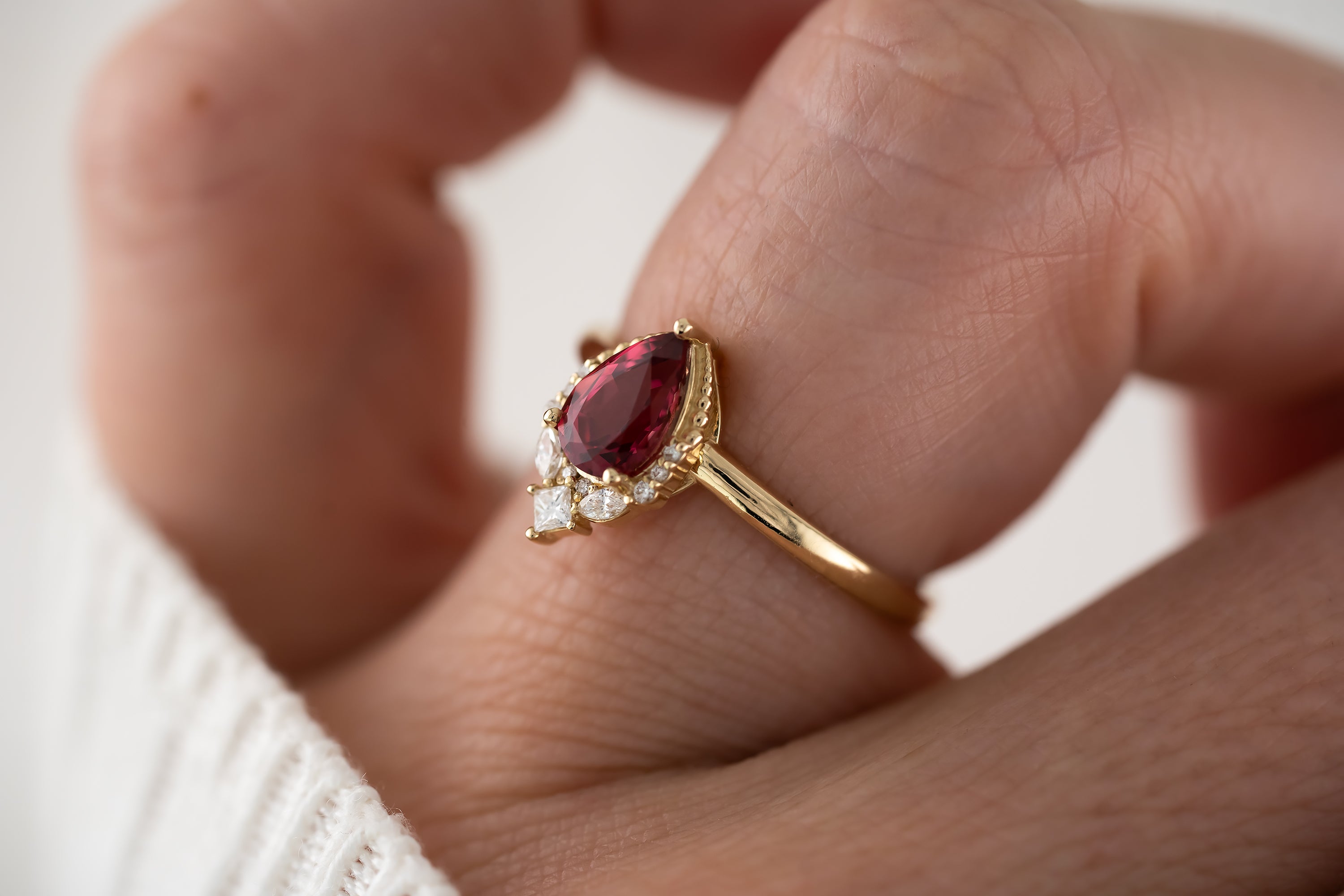 The Charlotte Ring | 0.86 CT Pear Red Spinel - Lavender Creek Gems