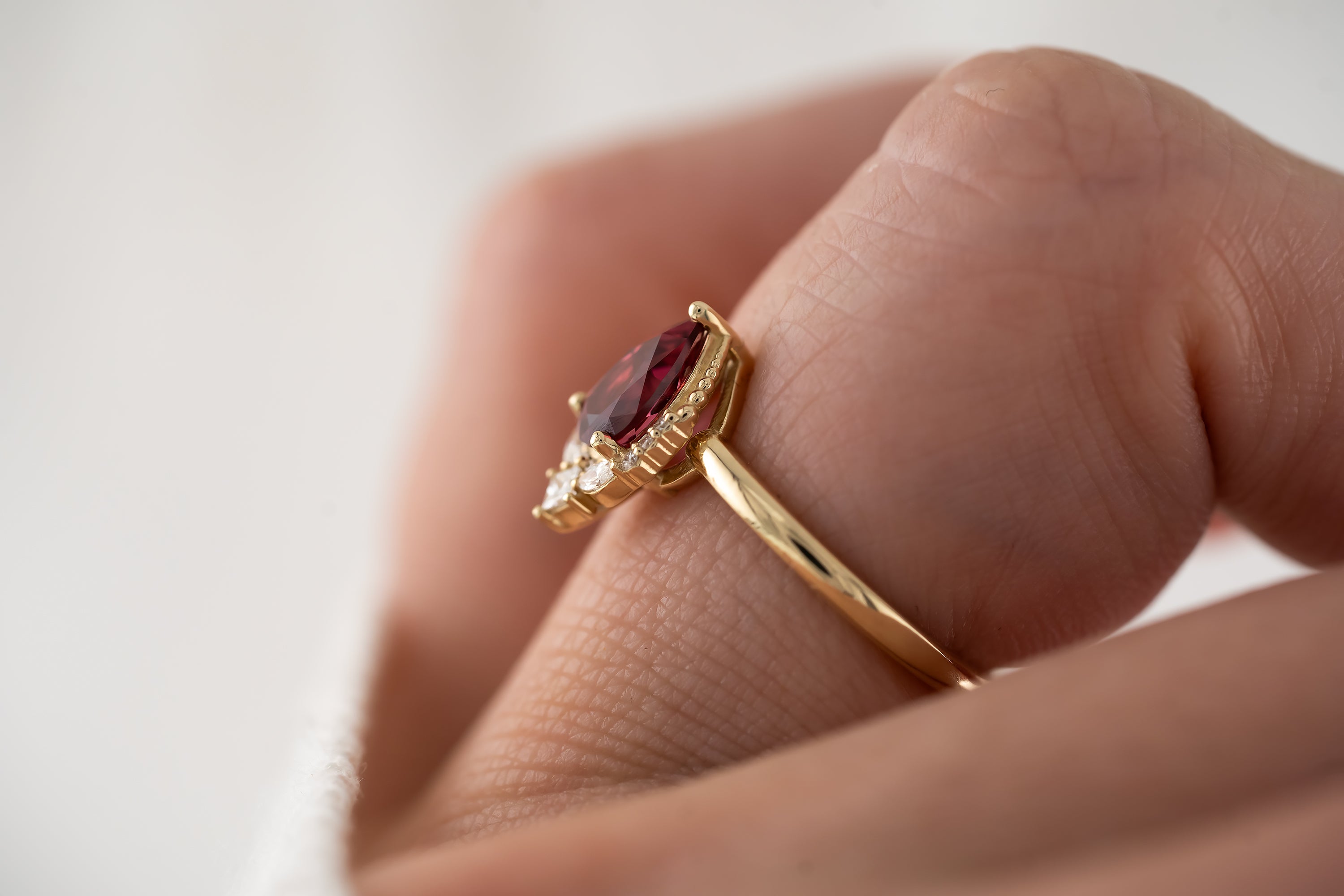 The Charlotte Ring | 0.86 CT Pear Red Spinel - Lavender Creek Gems