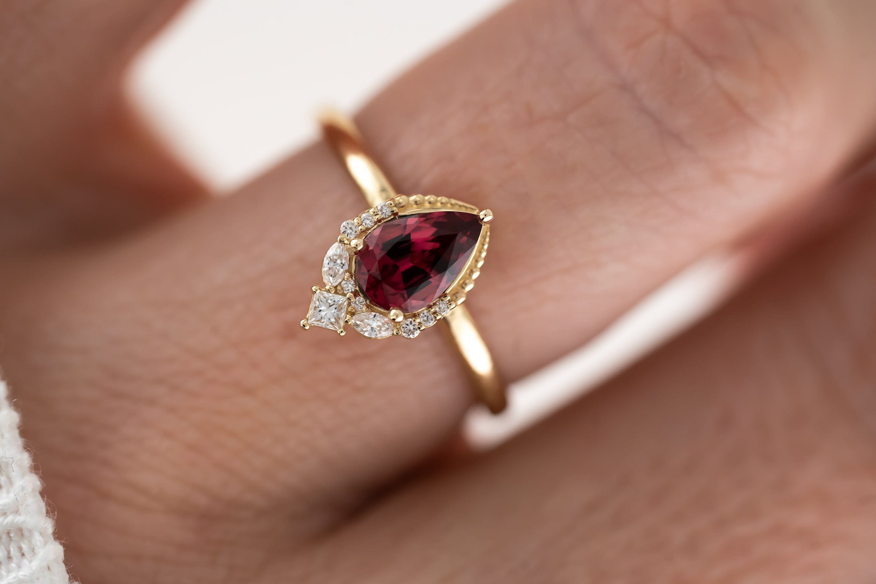 The Charlotte Ring | 0.86 CT Pear Red Spinel - Lavender Creek Gems