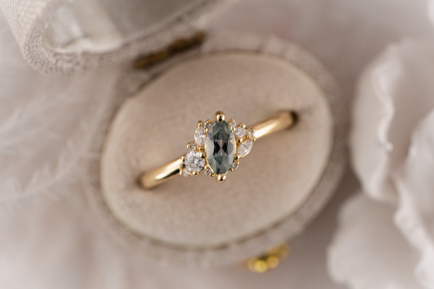 The Cosma Ring | 0.49 CT Marquise Montana Sapphire - Lavender Creek Gems