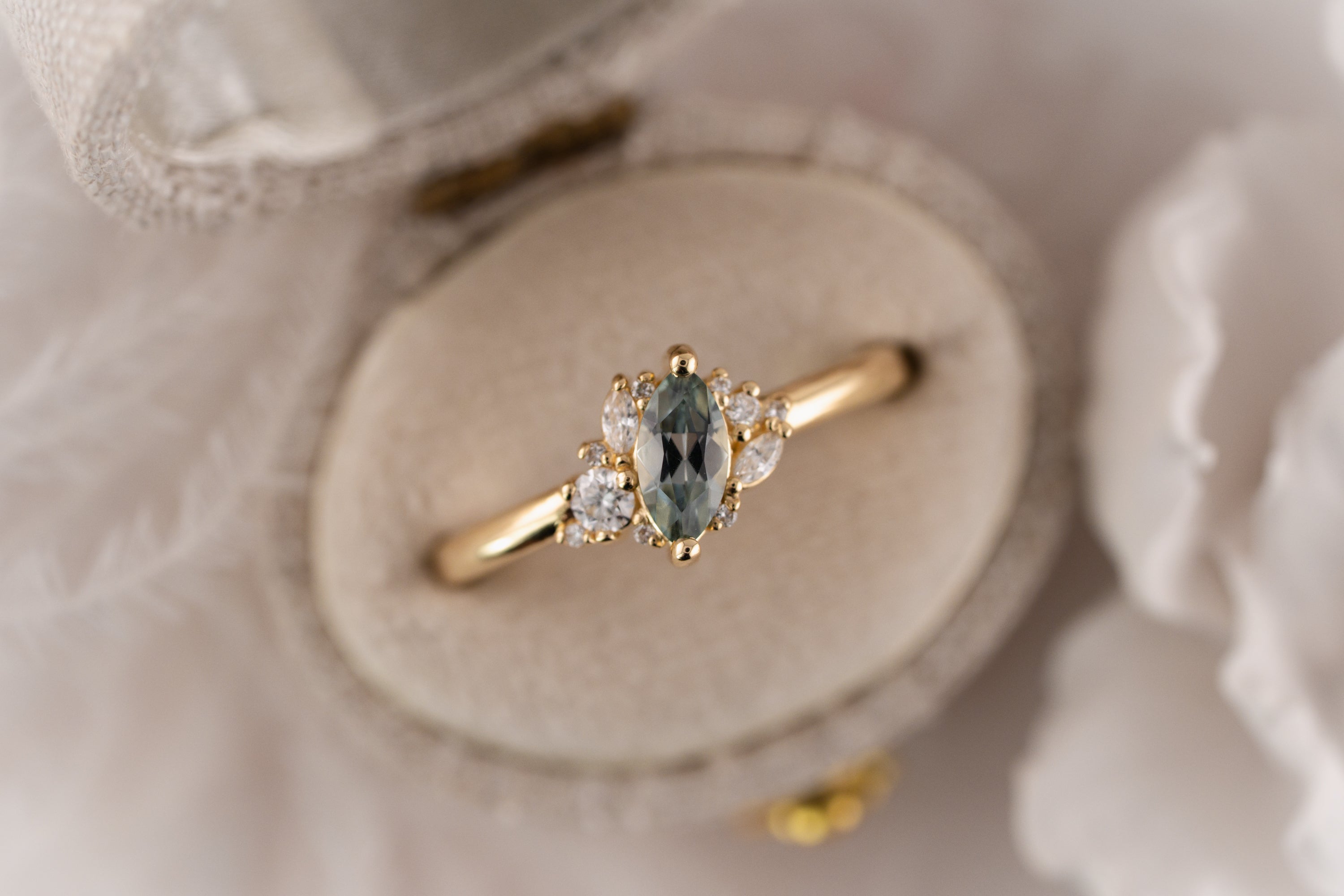The Cosma Ring | 0.49 CT Marquise Montana Sapphire