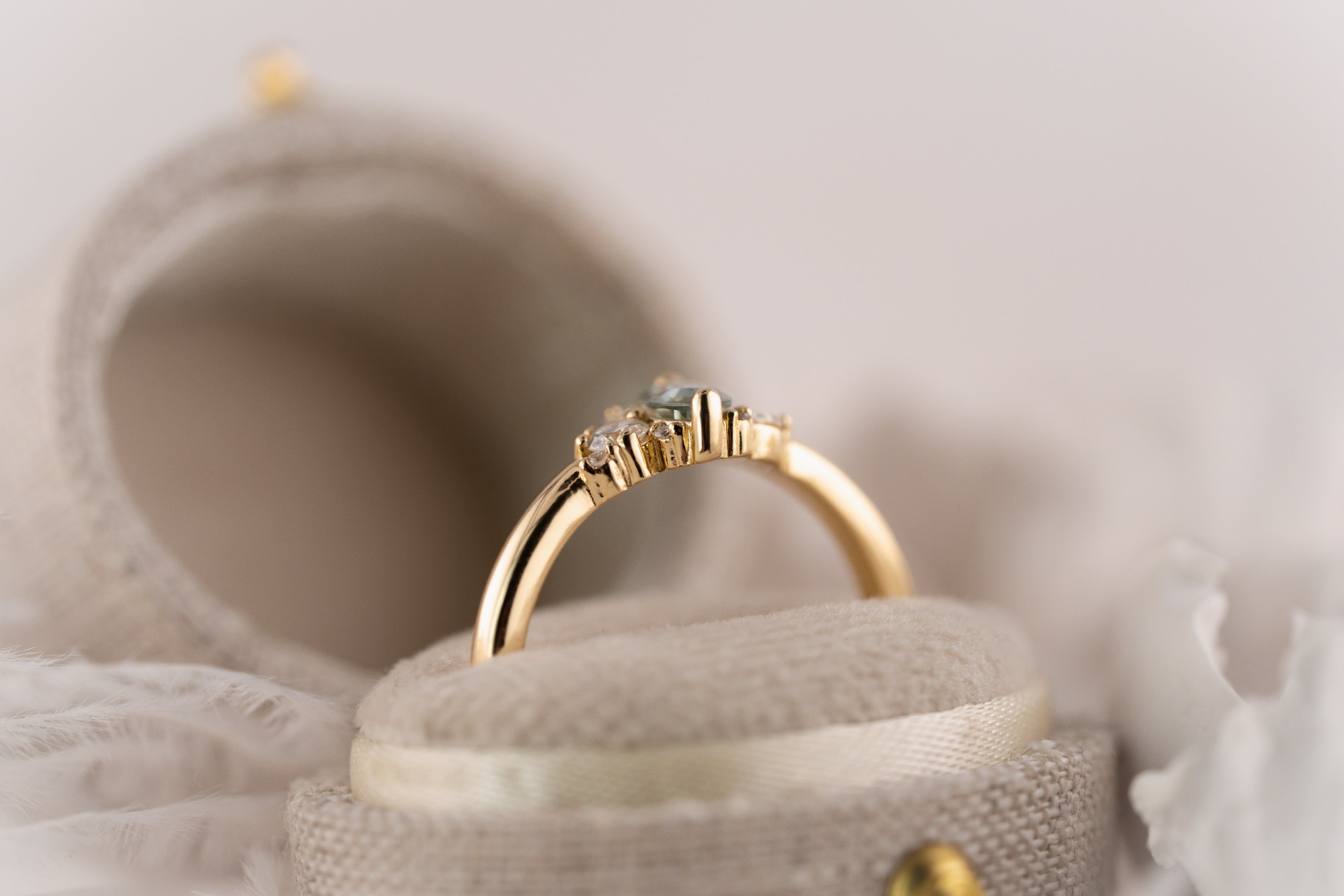 The Cosma Ring | 0.49 CT Marquise Montana Sapphire