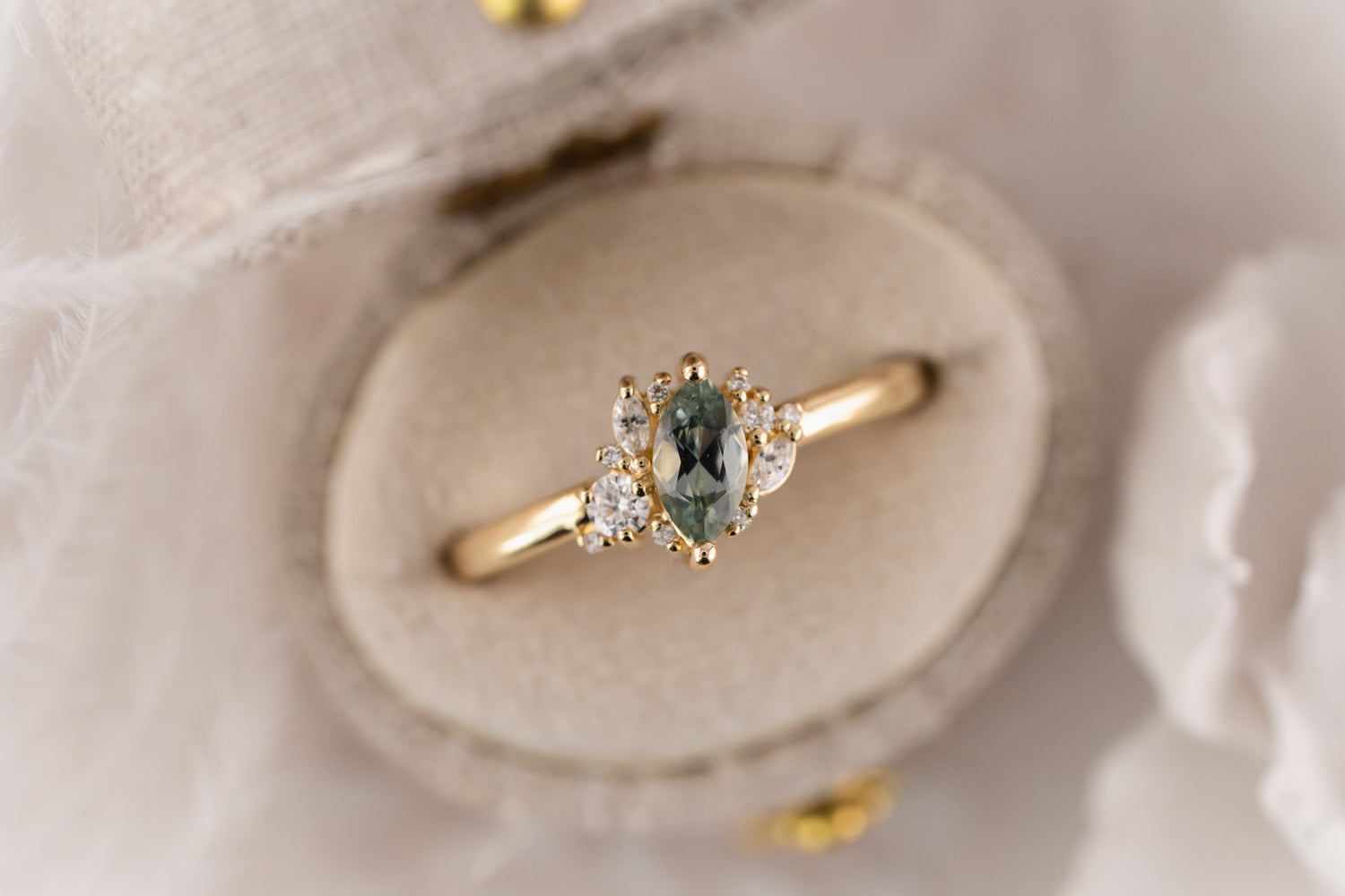 The Cosma Ring | 0.41 CT Marquise Montana Sapphire - Lavender Creek Gems