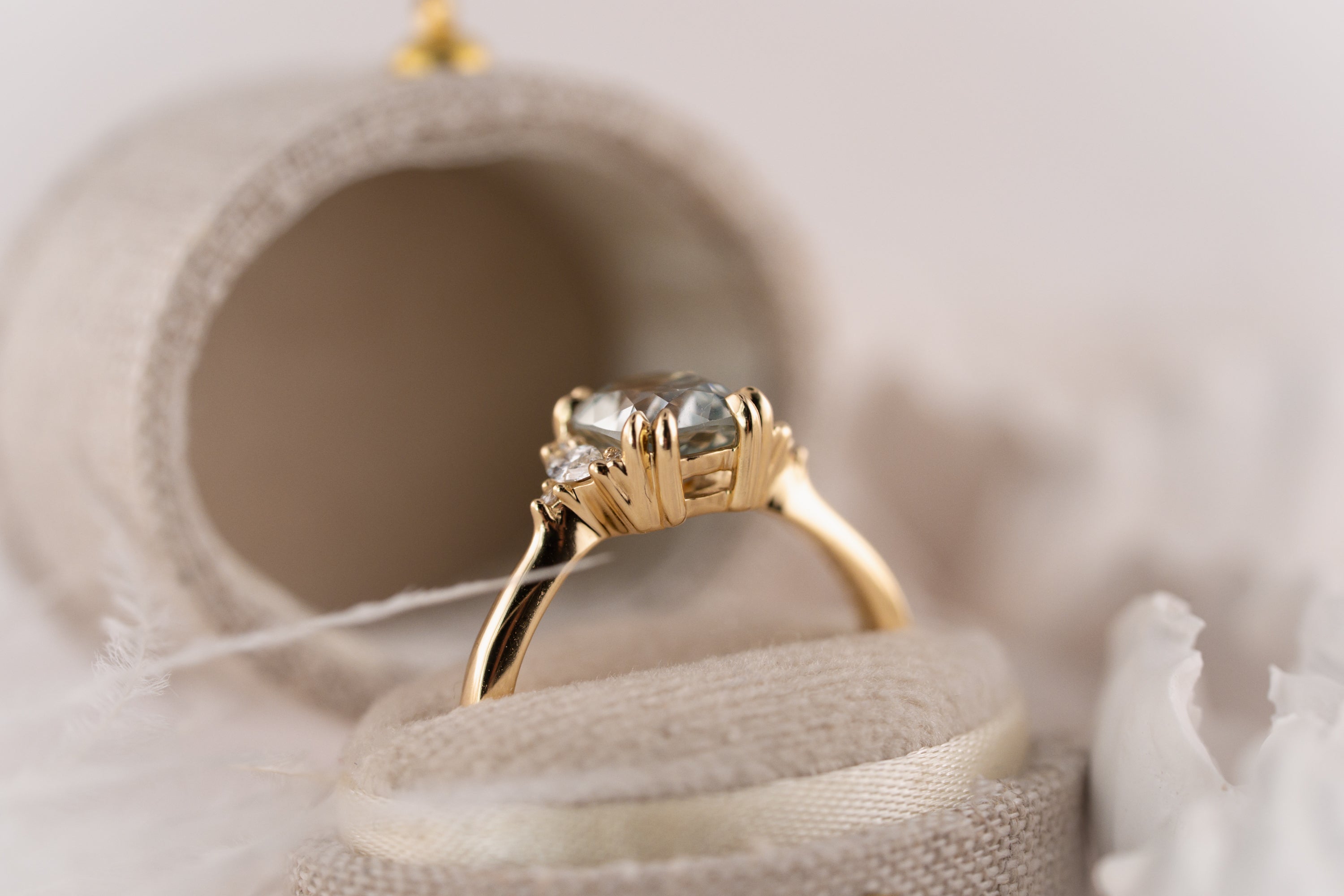 The Maren Ring | 1.87 CT Cushion Light Green Sapphire