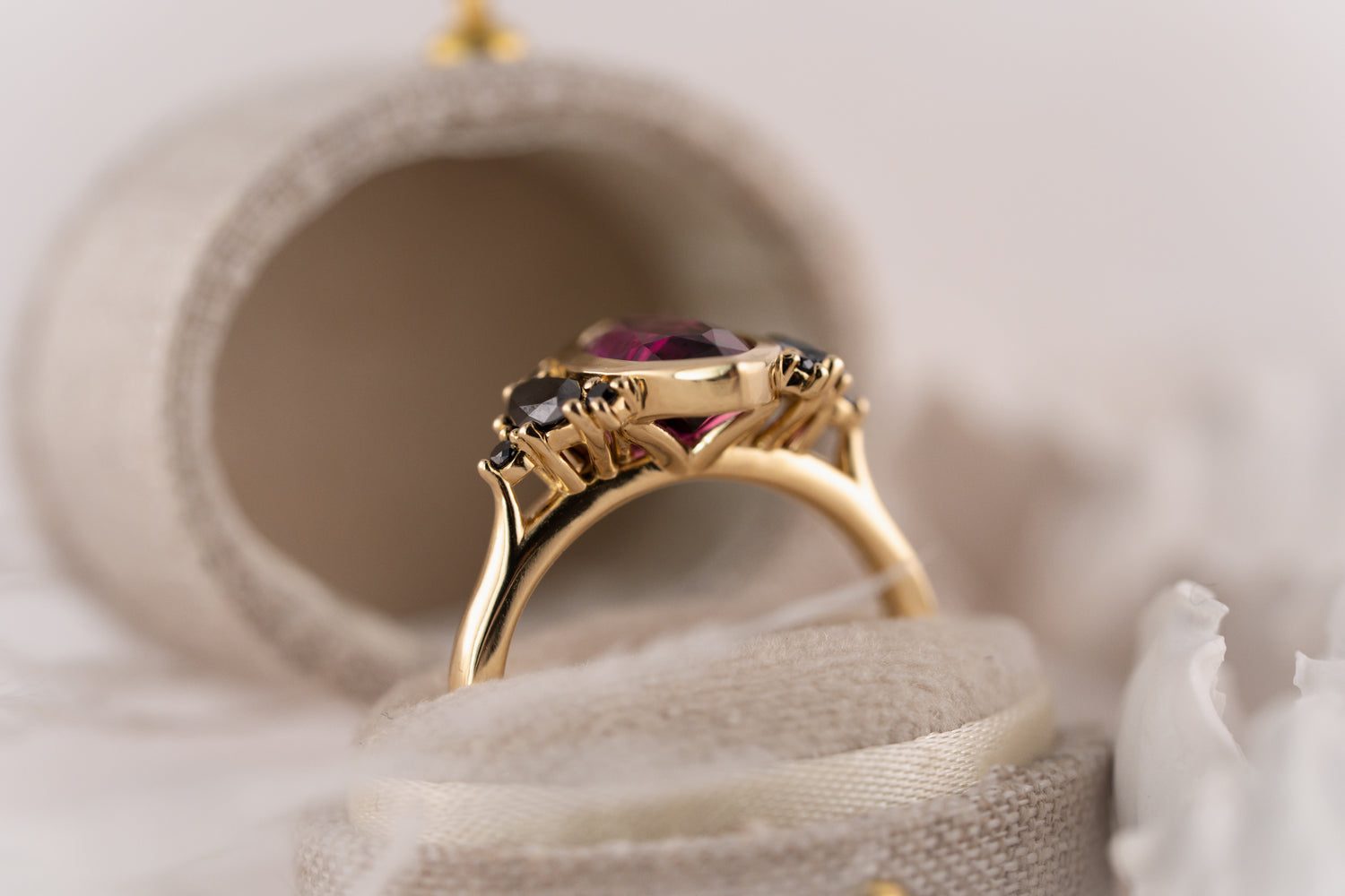 The Bezel Maren Ring | 2.4 CT Marquise Amaranth Purple Garnet - Lavender Creek Gems