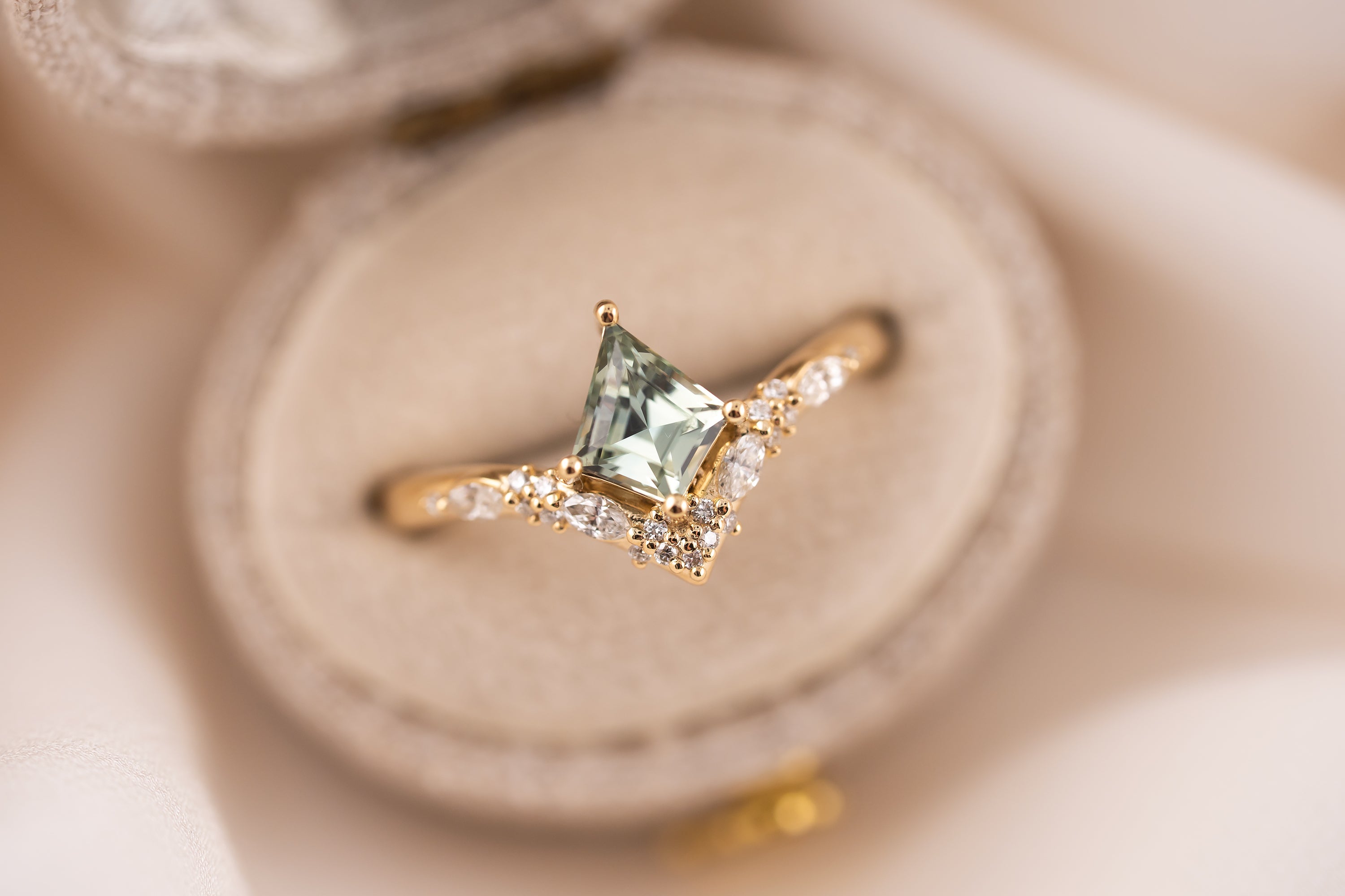 The Oracle Ring | 0.8 CT Kite Teal Sapphire - Lavender Creek Gems