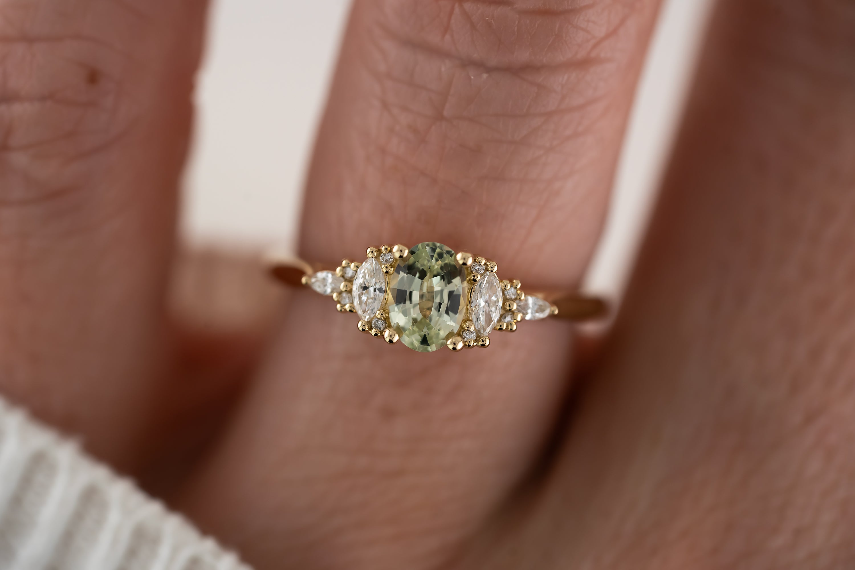 The Maeve Ring | 0.66 CT Oval Mint Green Sapphire - Lavender Creek Gems