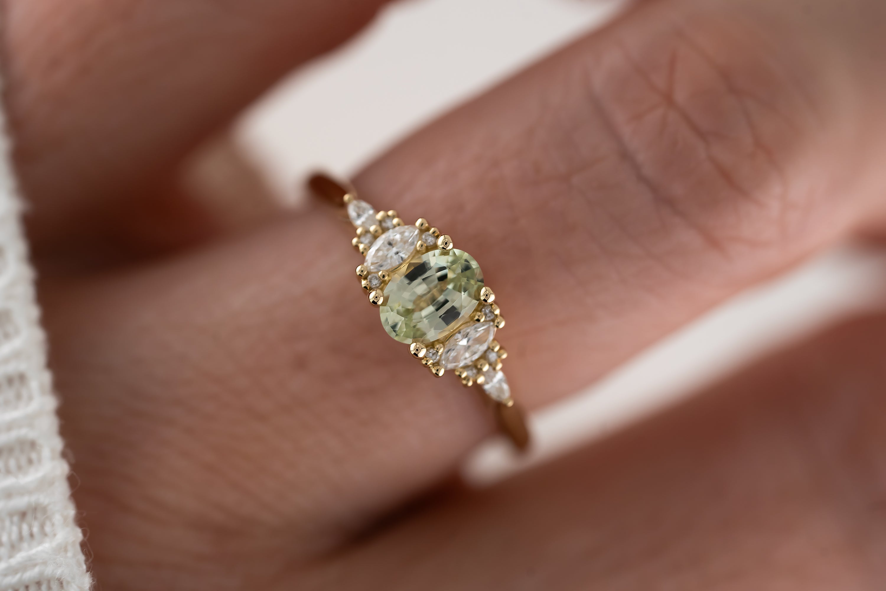 The Maeve Ring | 0.66 CT Oval Mint Green Sapphire - Lavender Creek Gems