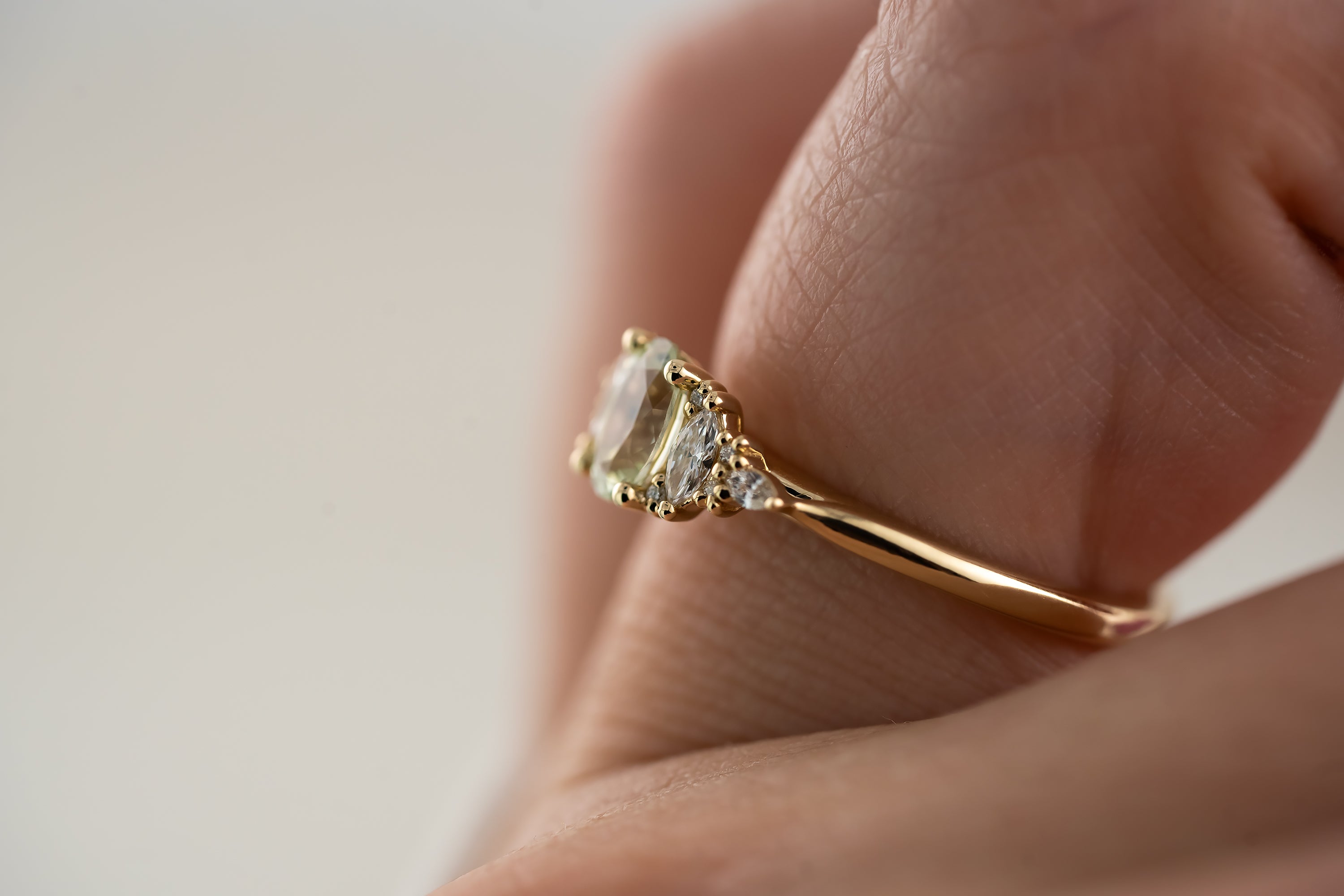The Maeve Ring | 0.66 CT Oval Mint Green Sapphire - Lavender Creek Gems