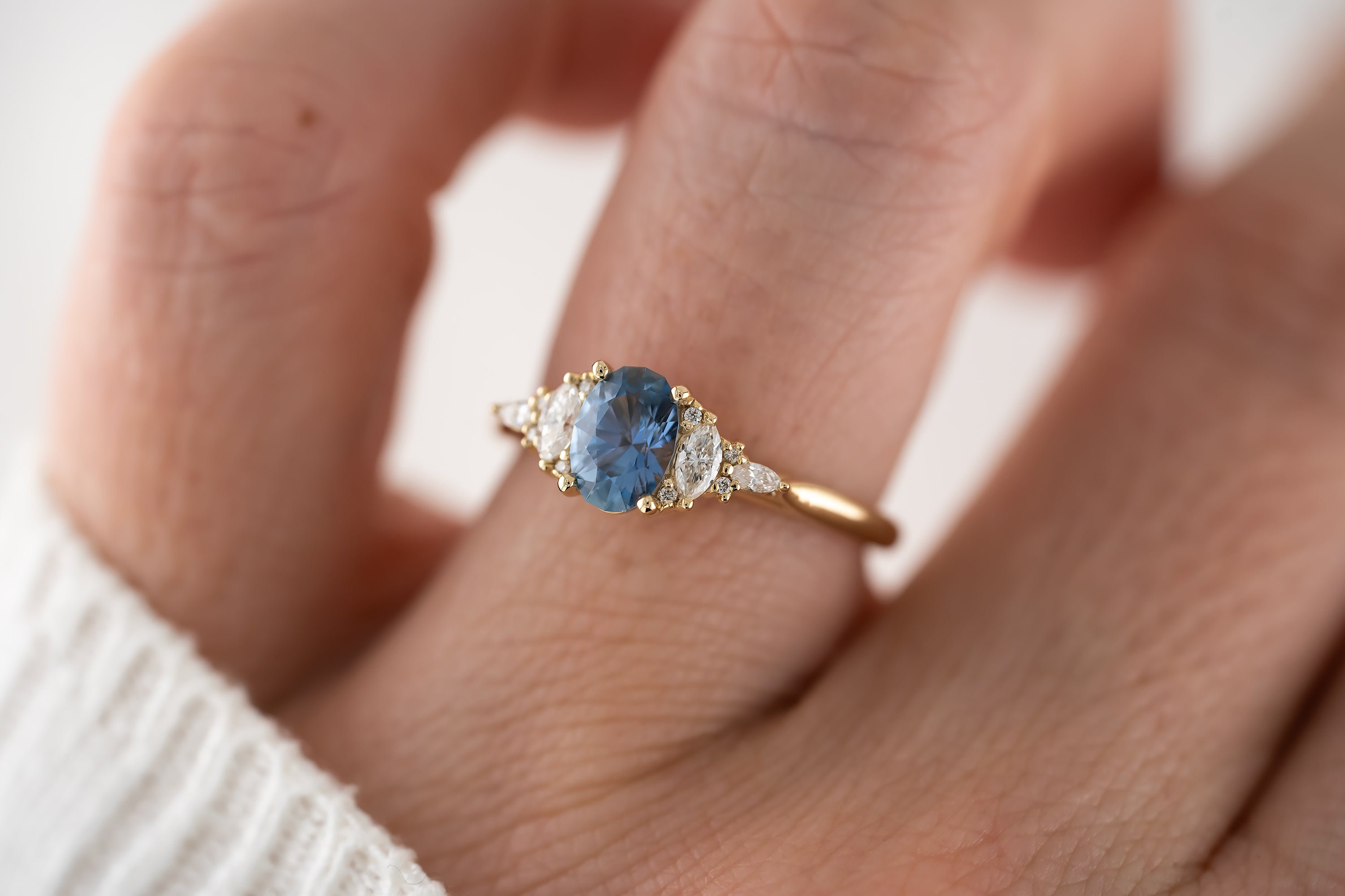 The Maeve Ring | 0.8 CT Oval Blue Sapphire - Lavender Creek Gems