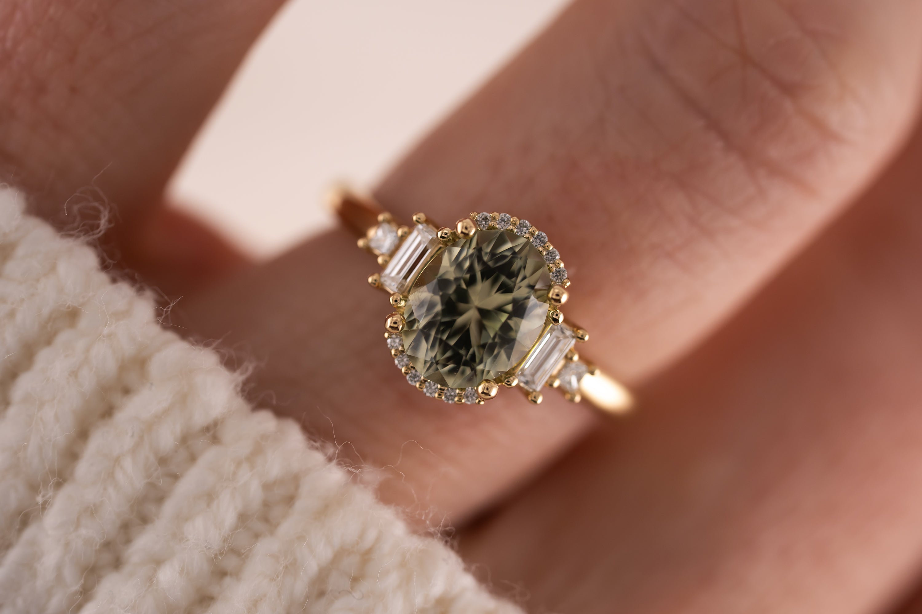 The Sura Ring | 2.06 CT Oval Green Tourmaline - Lavender Creek Gems