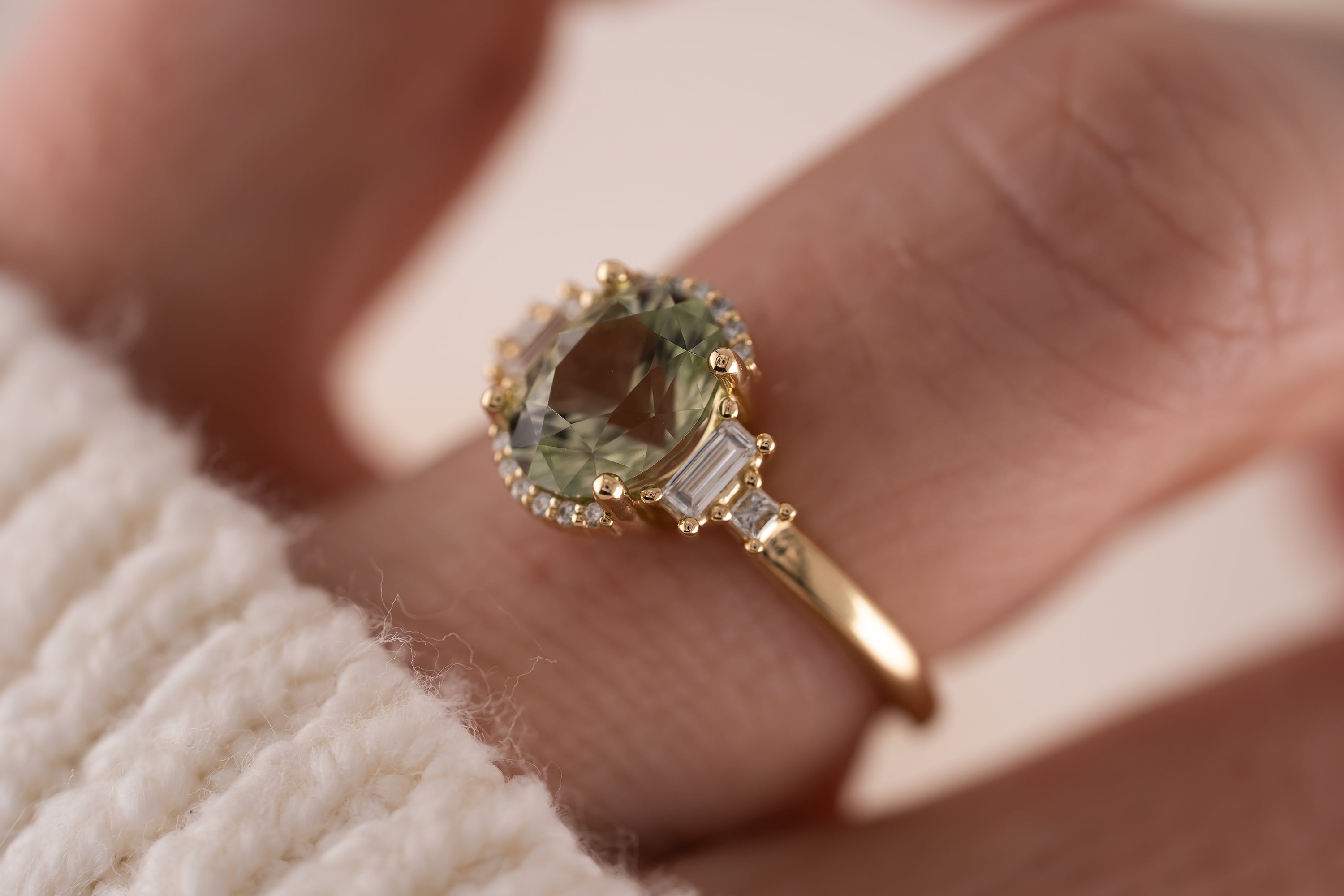 The Sura Ring | 2.06 CT Oval Green Tourmaline - Lavender Creek Gems