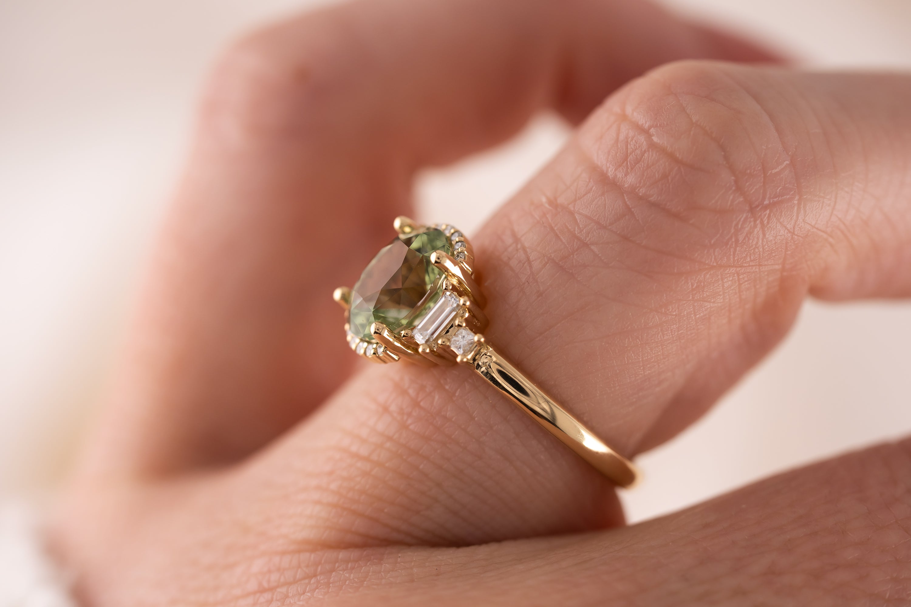 The Sura Ring | 2.06 CT Oval Green Tourmaline - Lavender Creek Gems