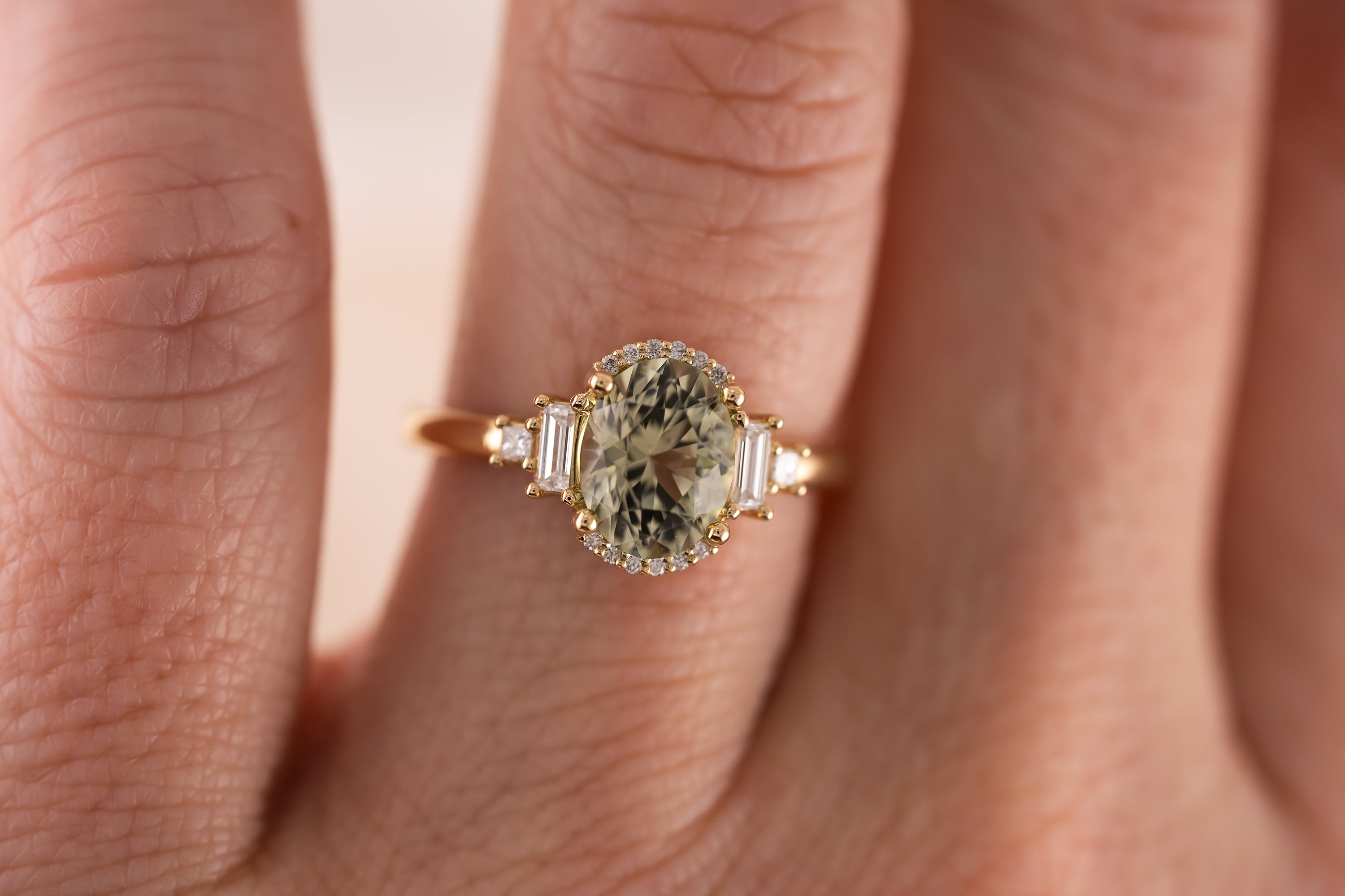 The Sura Ring | 2.06 CT Oval Green Tourmaline - Lavender Creek Gems