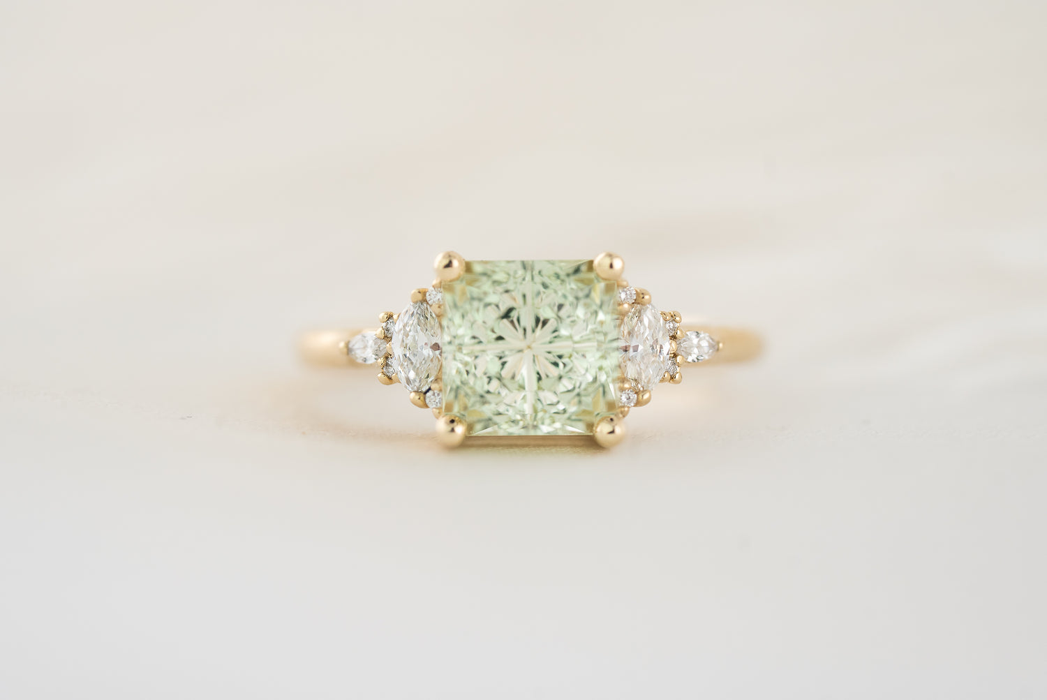 The Maeve Ring | 2.7 CT Square Starbrite™ Mint Green Tourmaline - Lavender Creek Gems