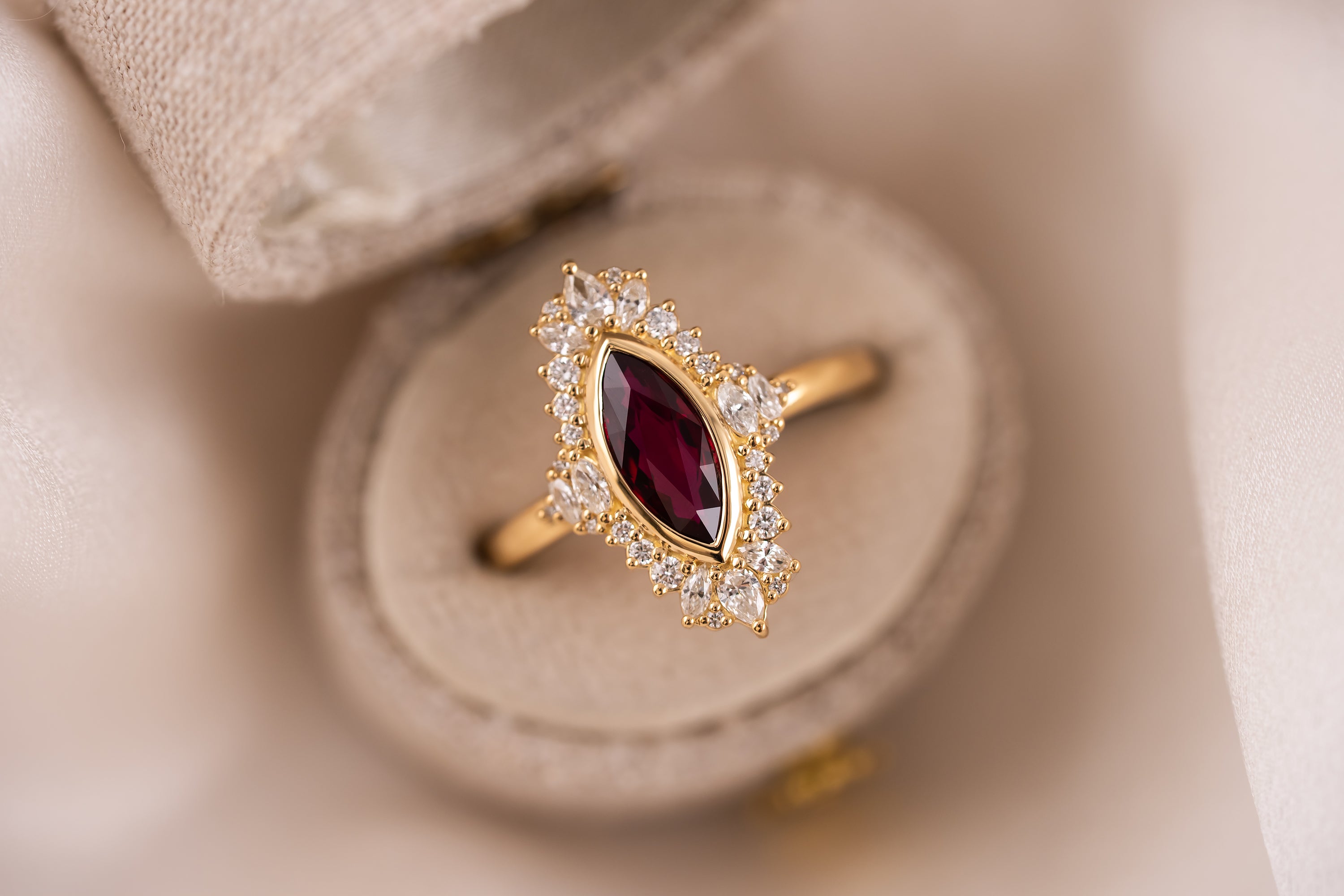 The Ethereal Ring | 1.1 CT Marquise Ruby - Lavender Creek Gems