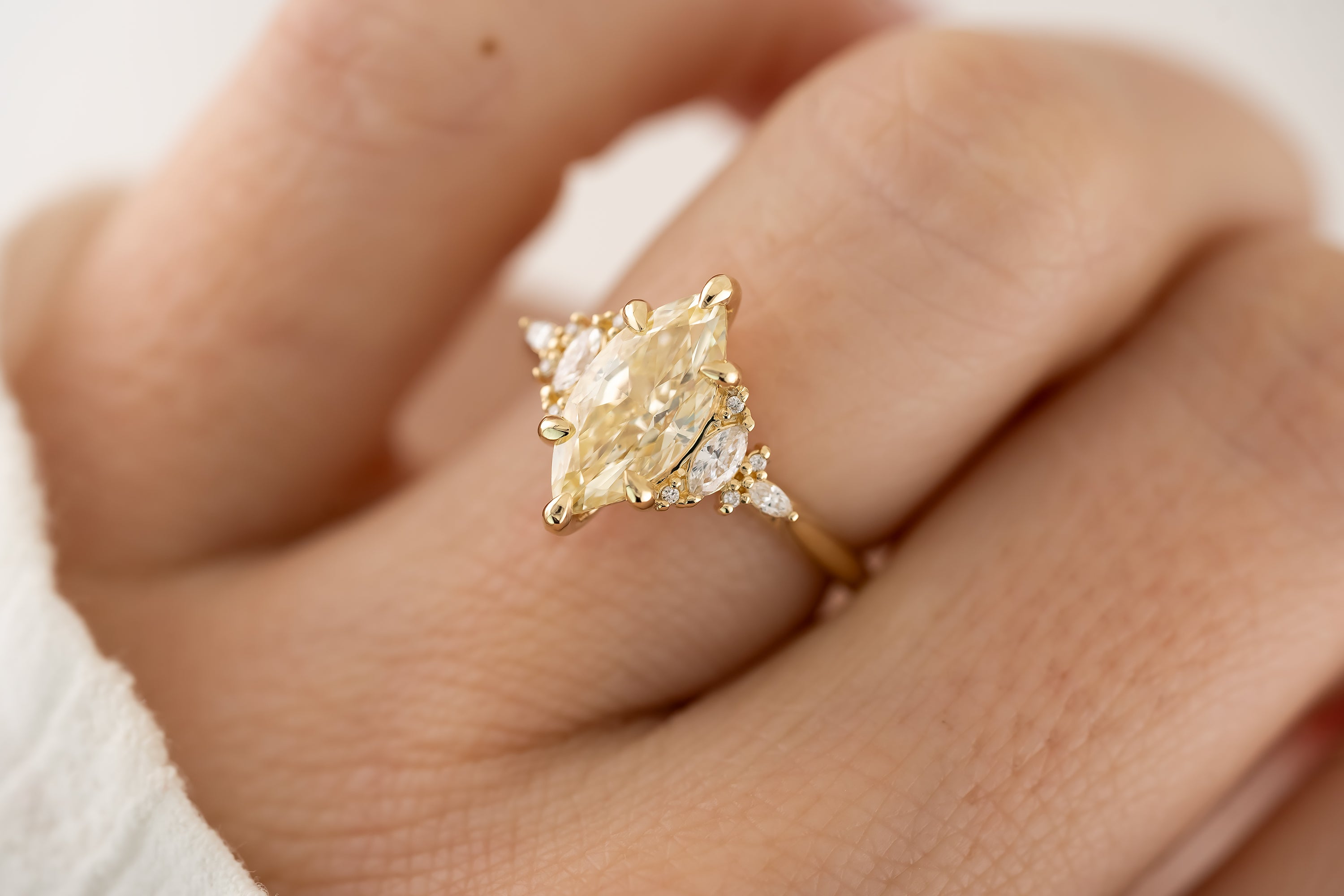 The Maeve 2 CT Marquise Yellow Diamond Ring - Lavender Creek Gems