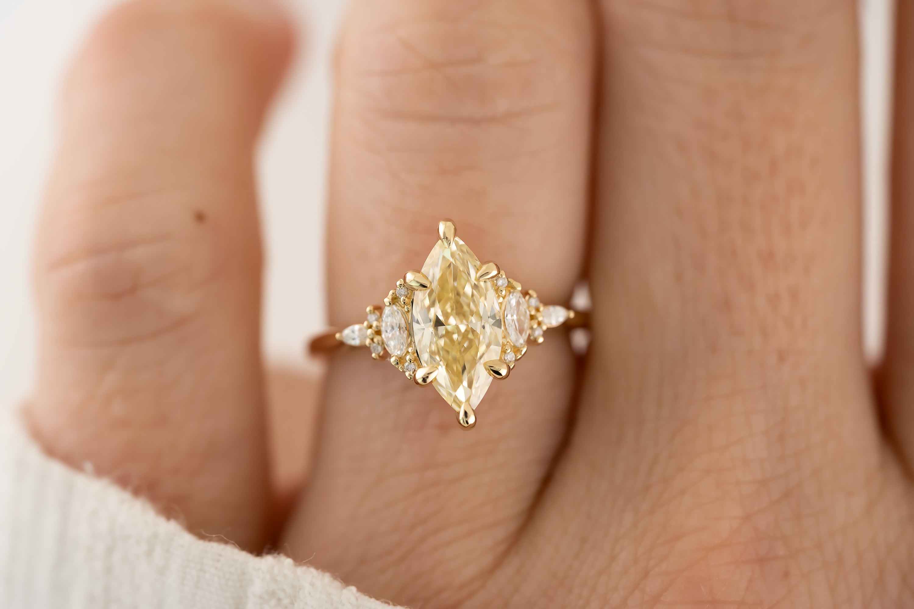 The Maeve 2 CT Marquise Yellow Diamond Ring - Lavender Creek Gems