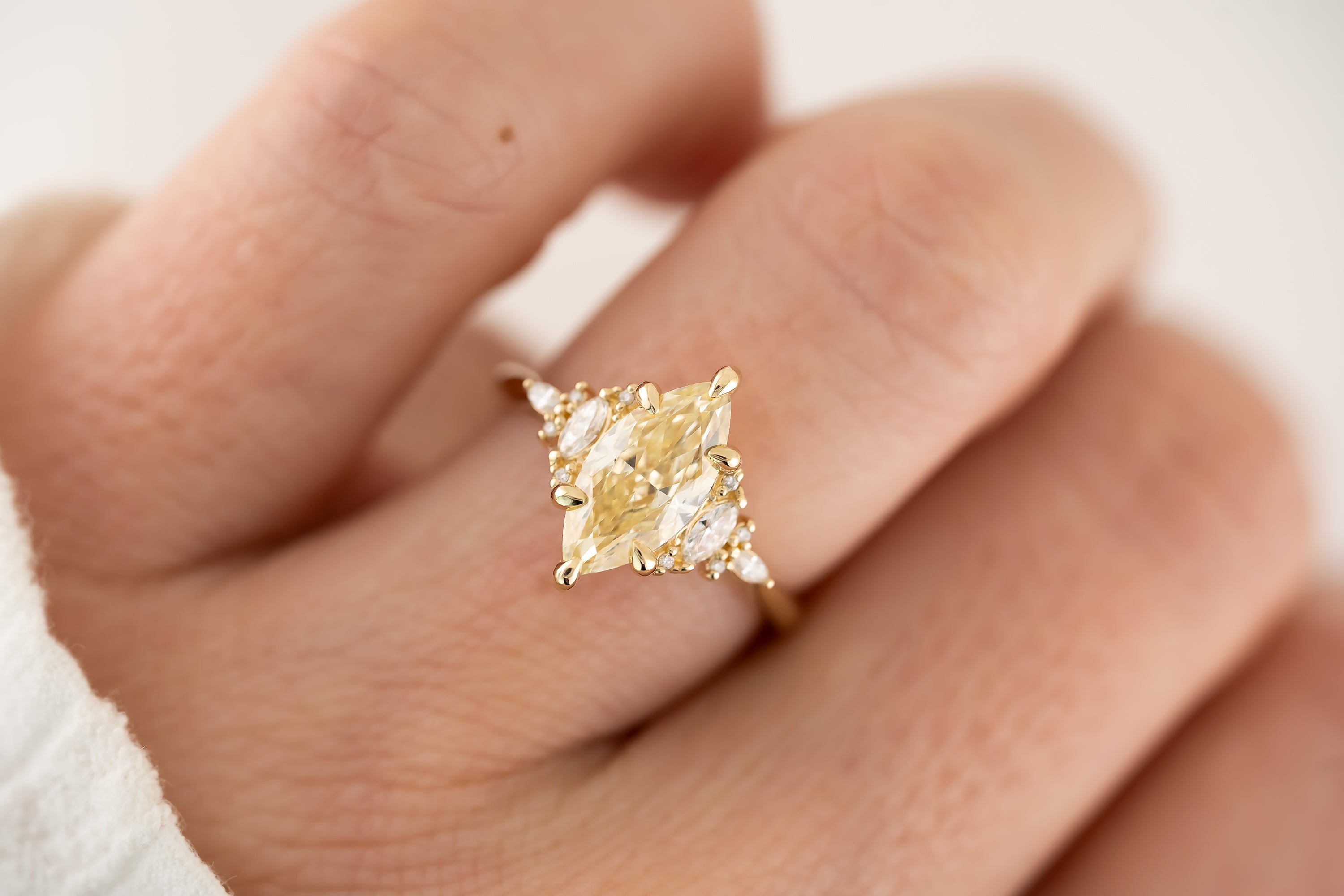 The Maeve 2 CT Marquise Yellow Diamond Ring - Lavender Creek Gems