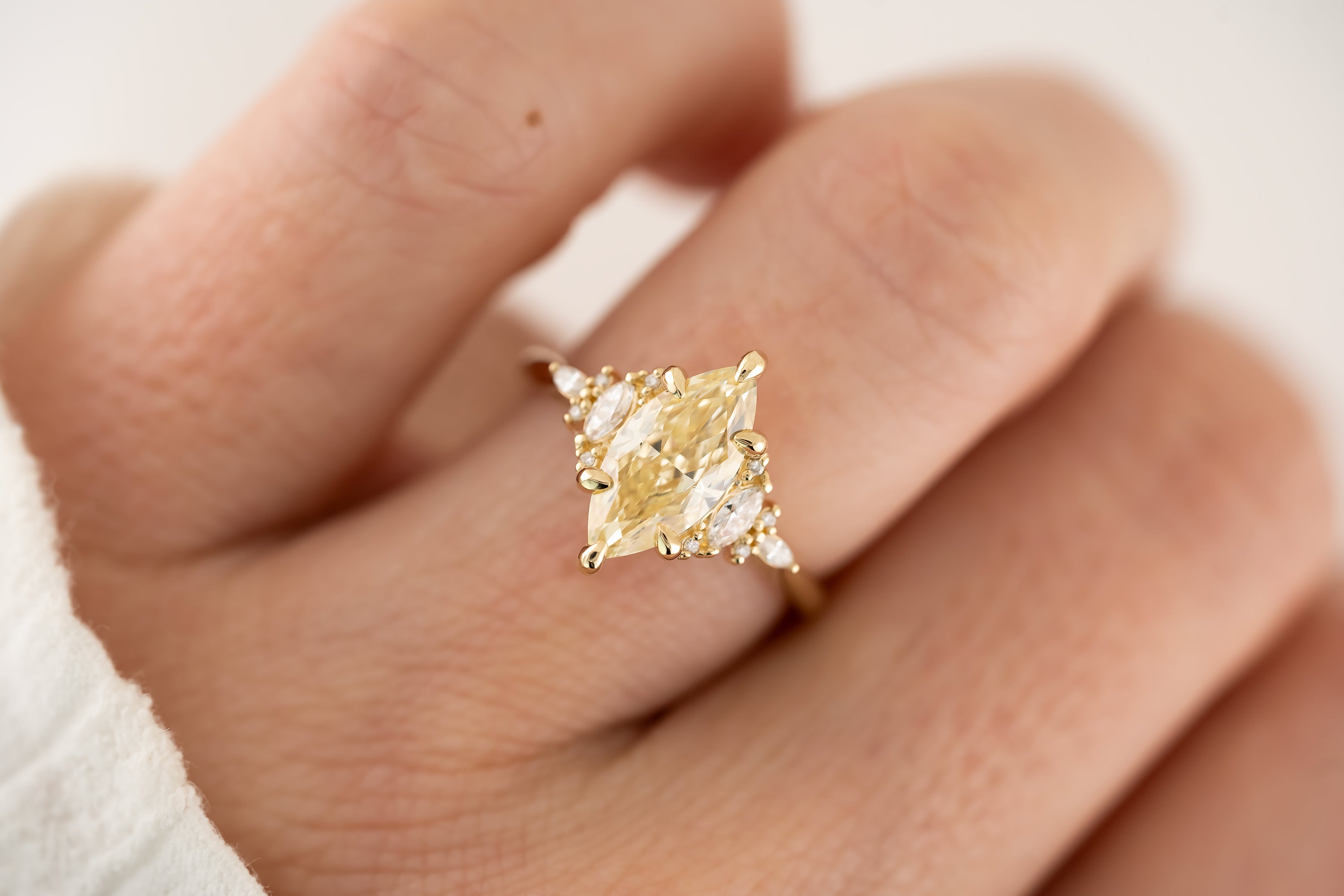 The Maeve 2 CT Marquise Yellow Diamond Ring - Lavender Creek Gems