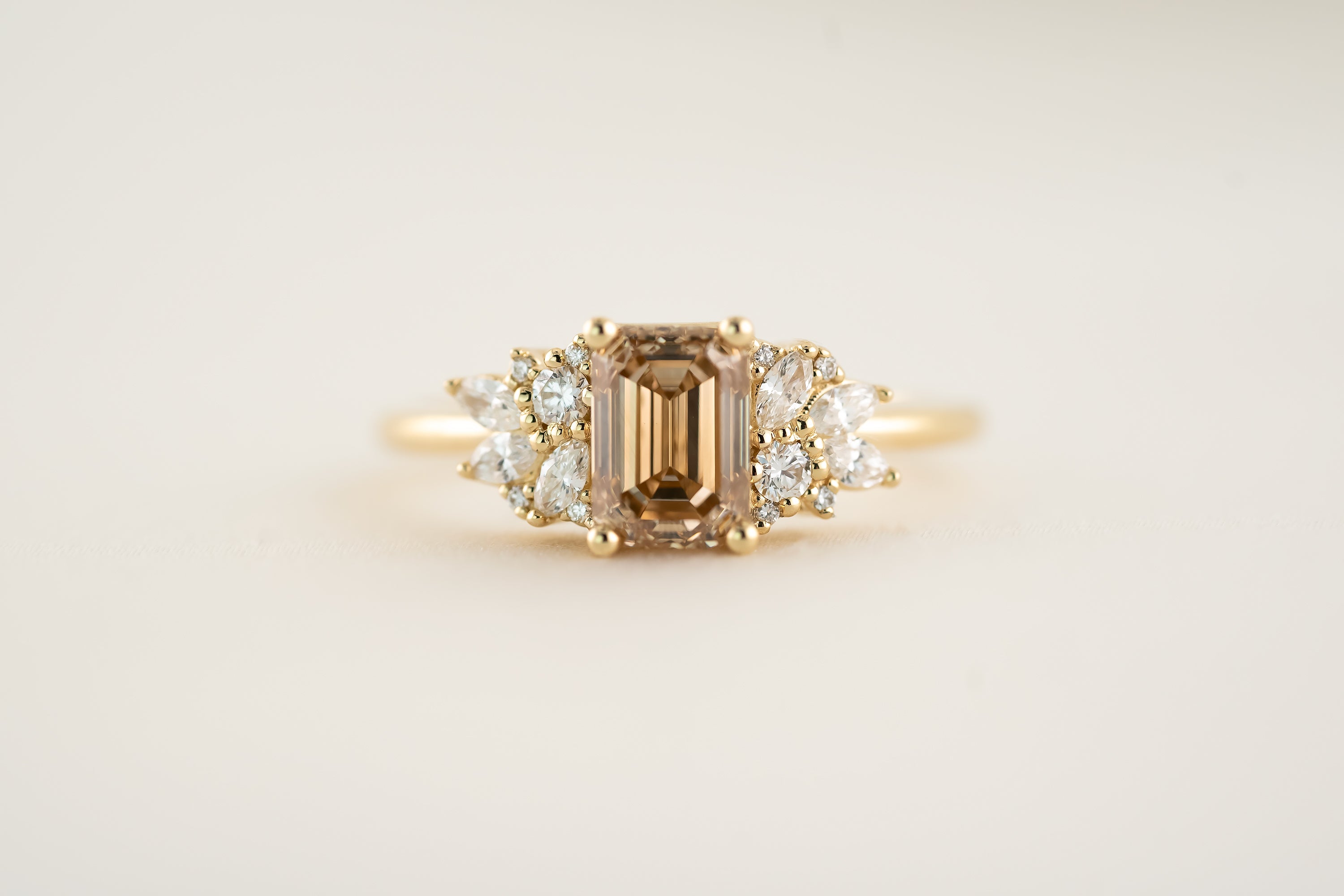 The Rosalie 1.46 CT Emerald Cut Champagne Diamond Ring - Lavender Creek Gems