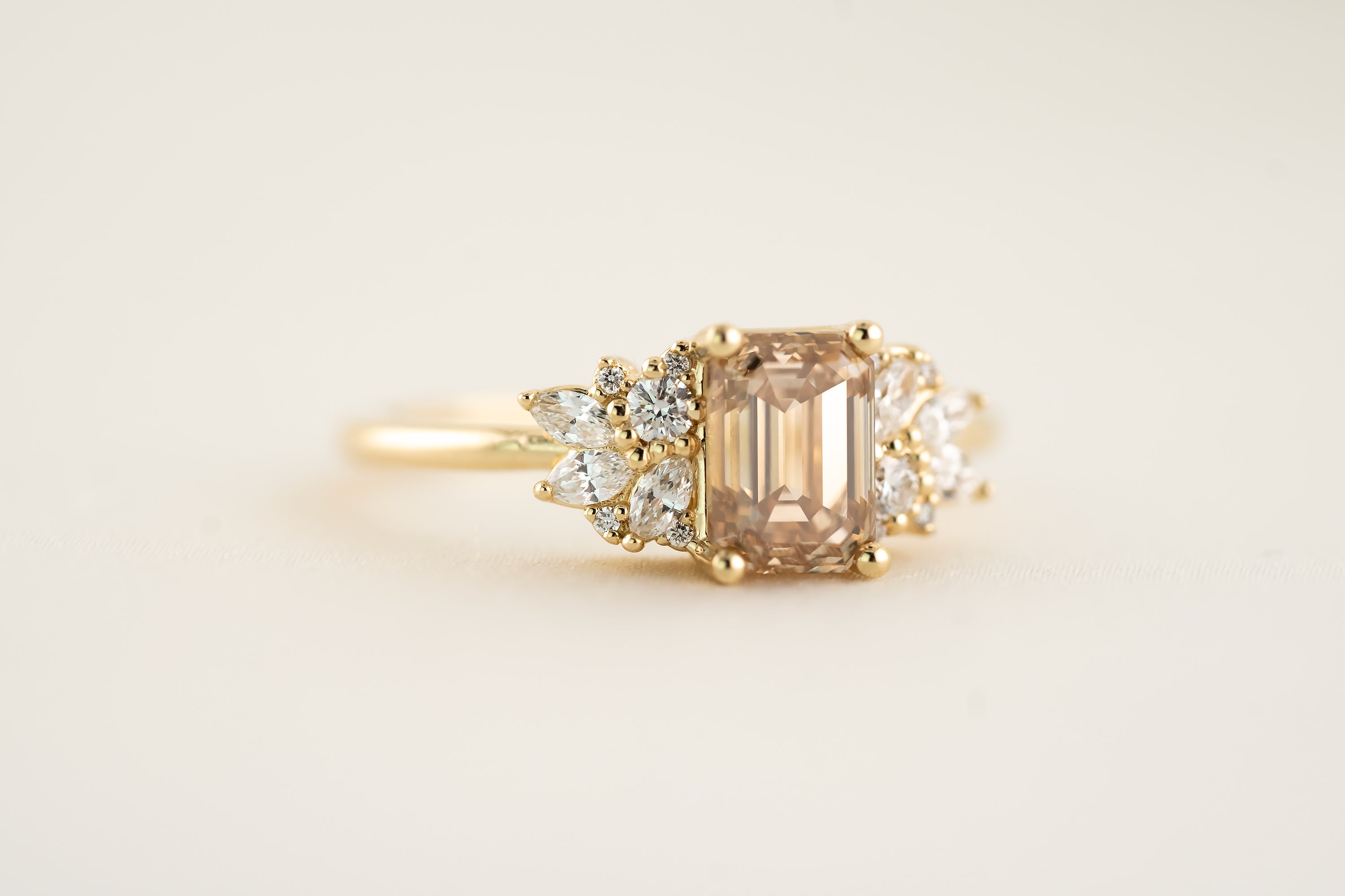The Rosalie 1.46 CT Emerald Cut Champagne Diamond Ring - Lavender Creek Gems